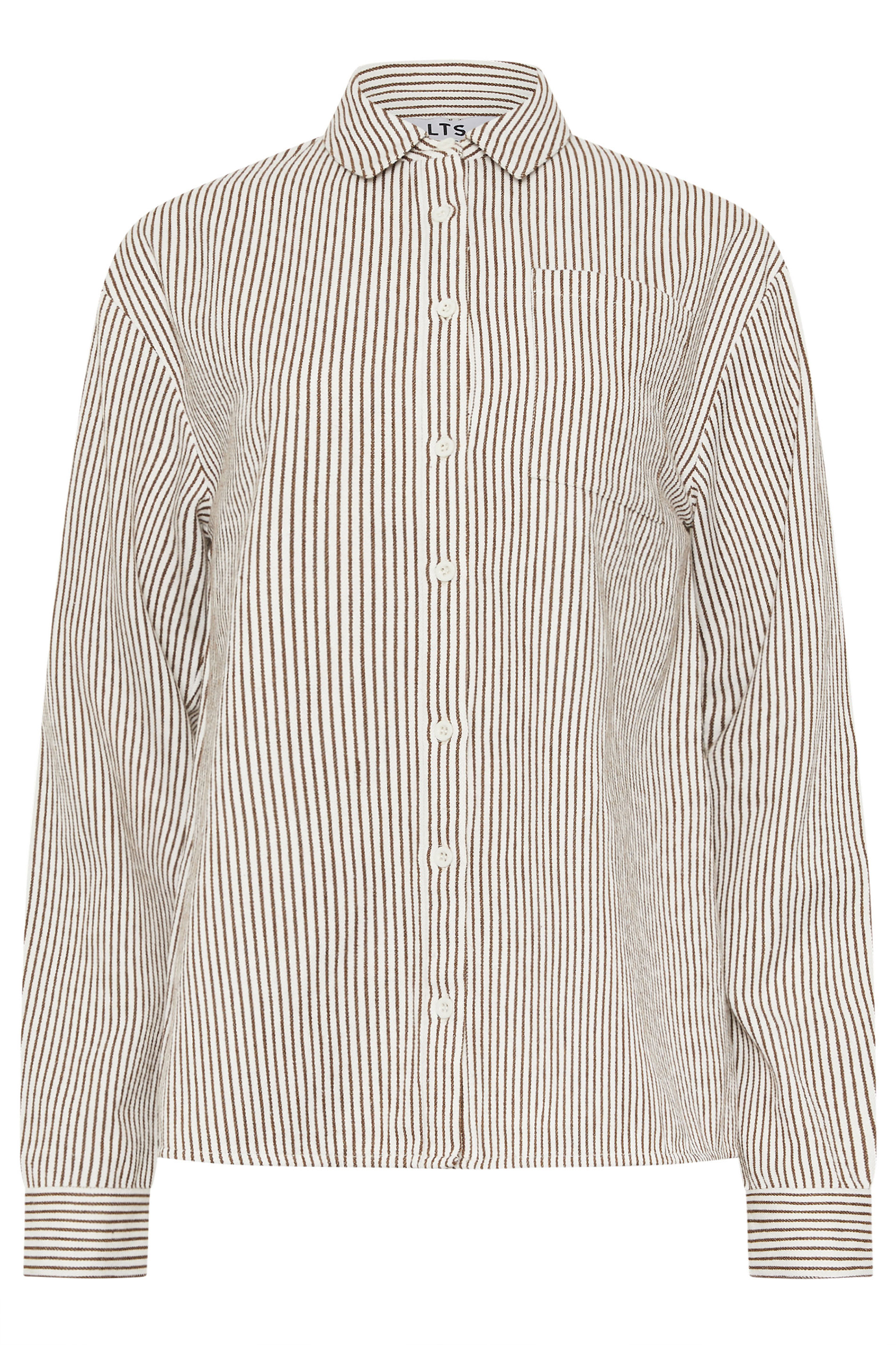 LTS Tall Women's Chocolate Brown & White Stripe Cotton Shirt | Long Tall Sally 6