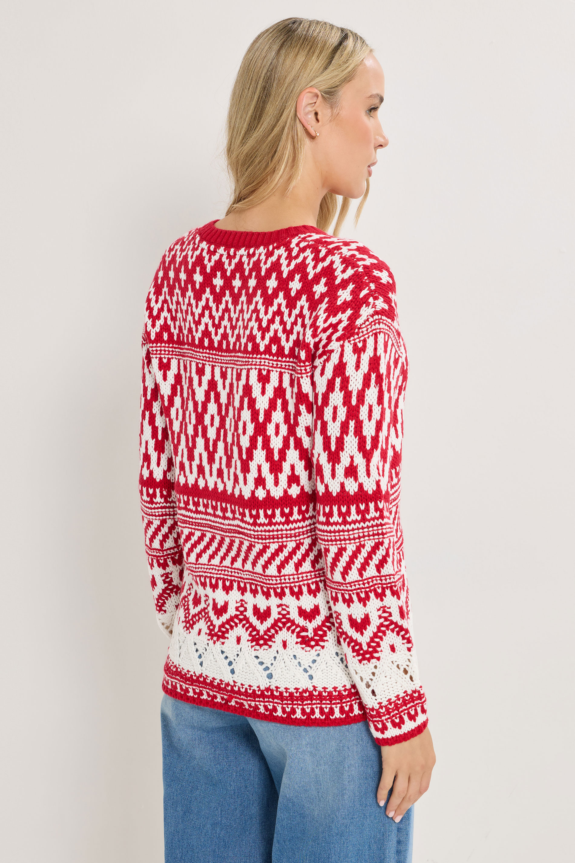 LTS Tall Red & White Fairisle Jumper | Long Tall Sally 2