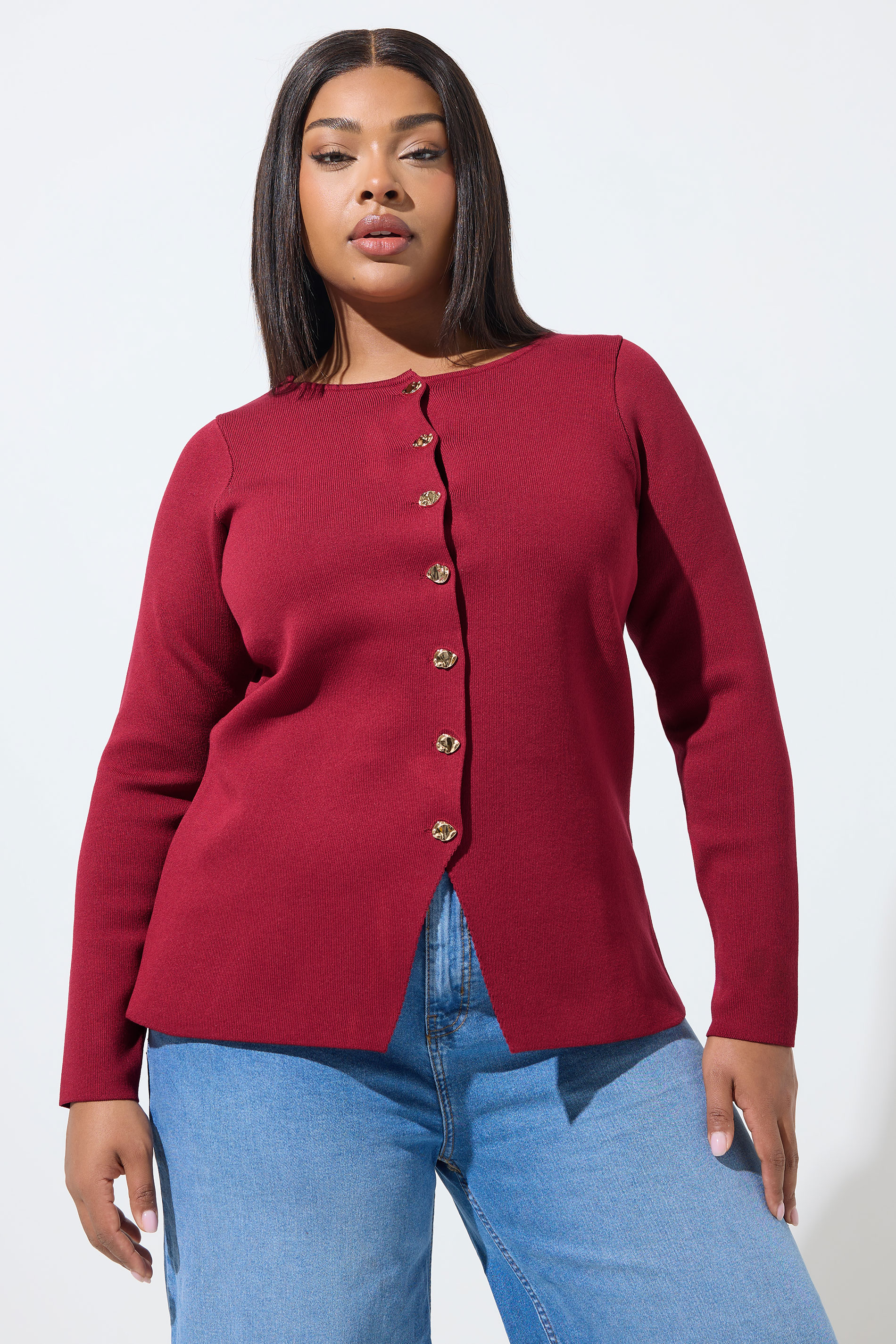 LIMITED COLLECTION Plus Size Red Long Sleeve Knitted Top | Yours Clothing 3