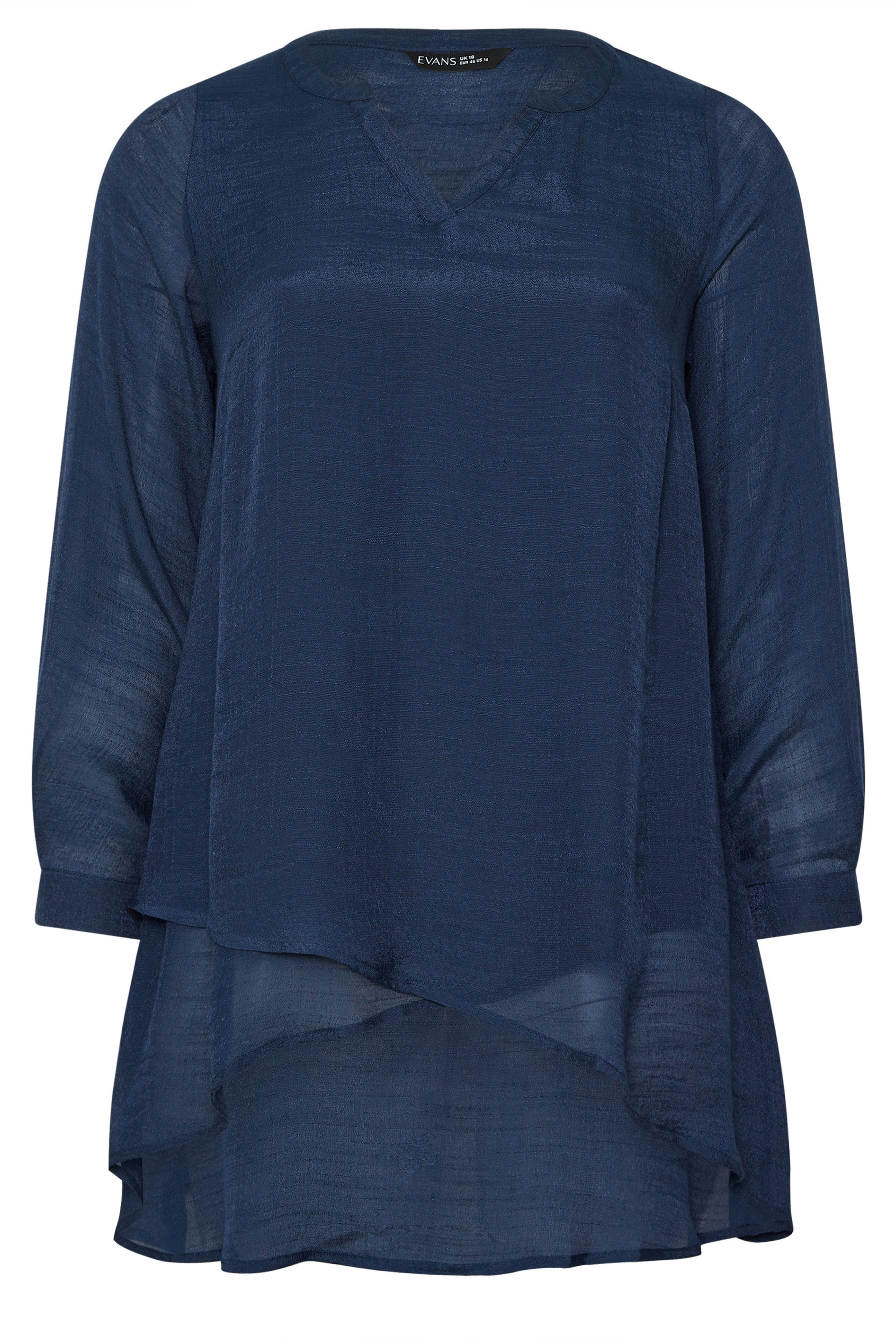 EVANS Plus Size Navy Blue Double Layer Blouse | Evans  6