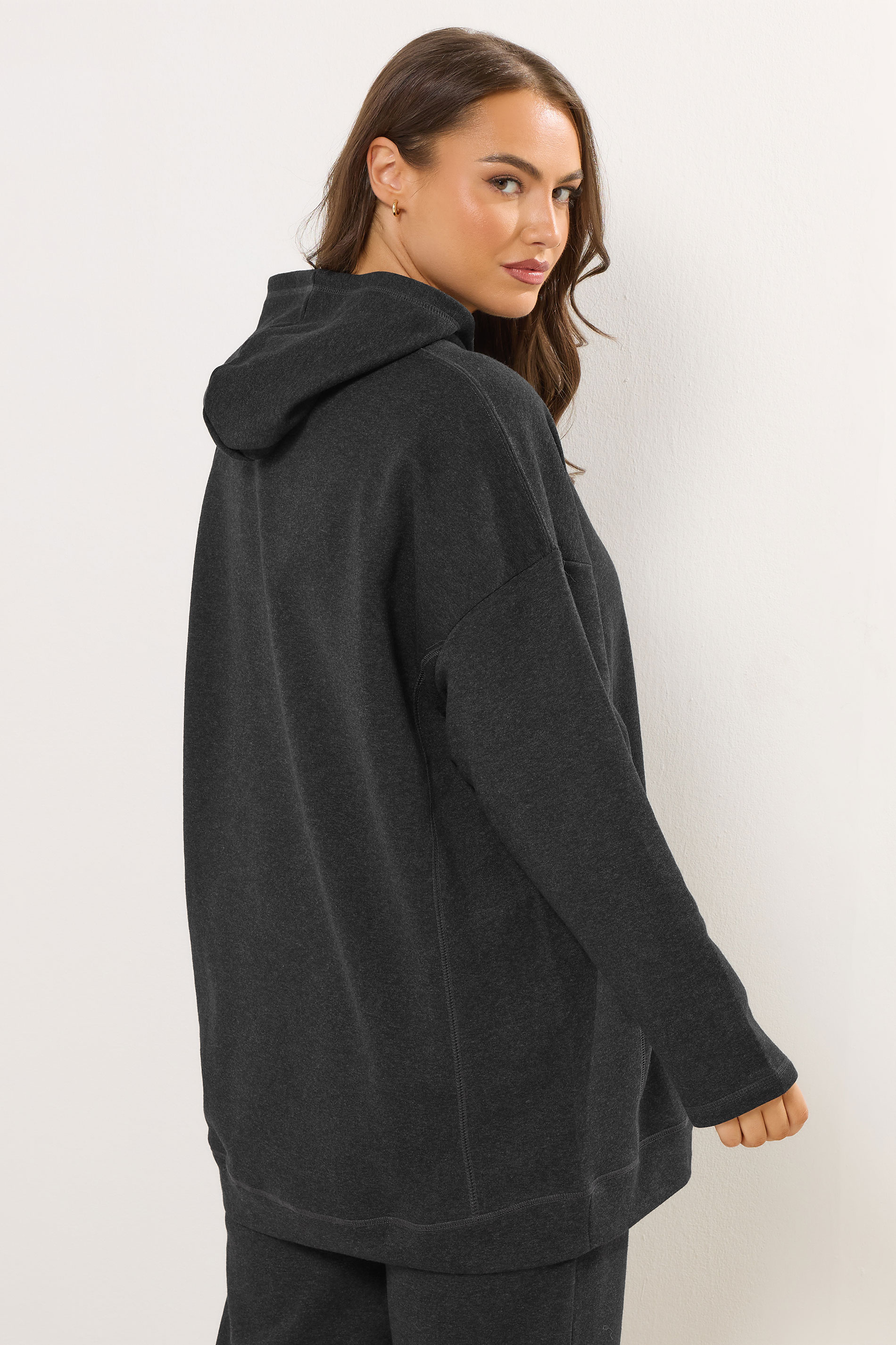 YOURS Plus Size Grey Seam Detail Hoodie | Yours Clothing 2