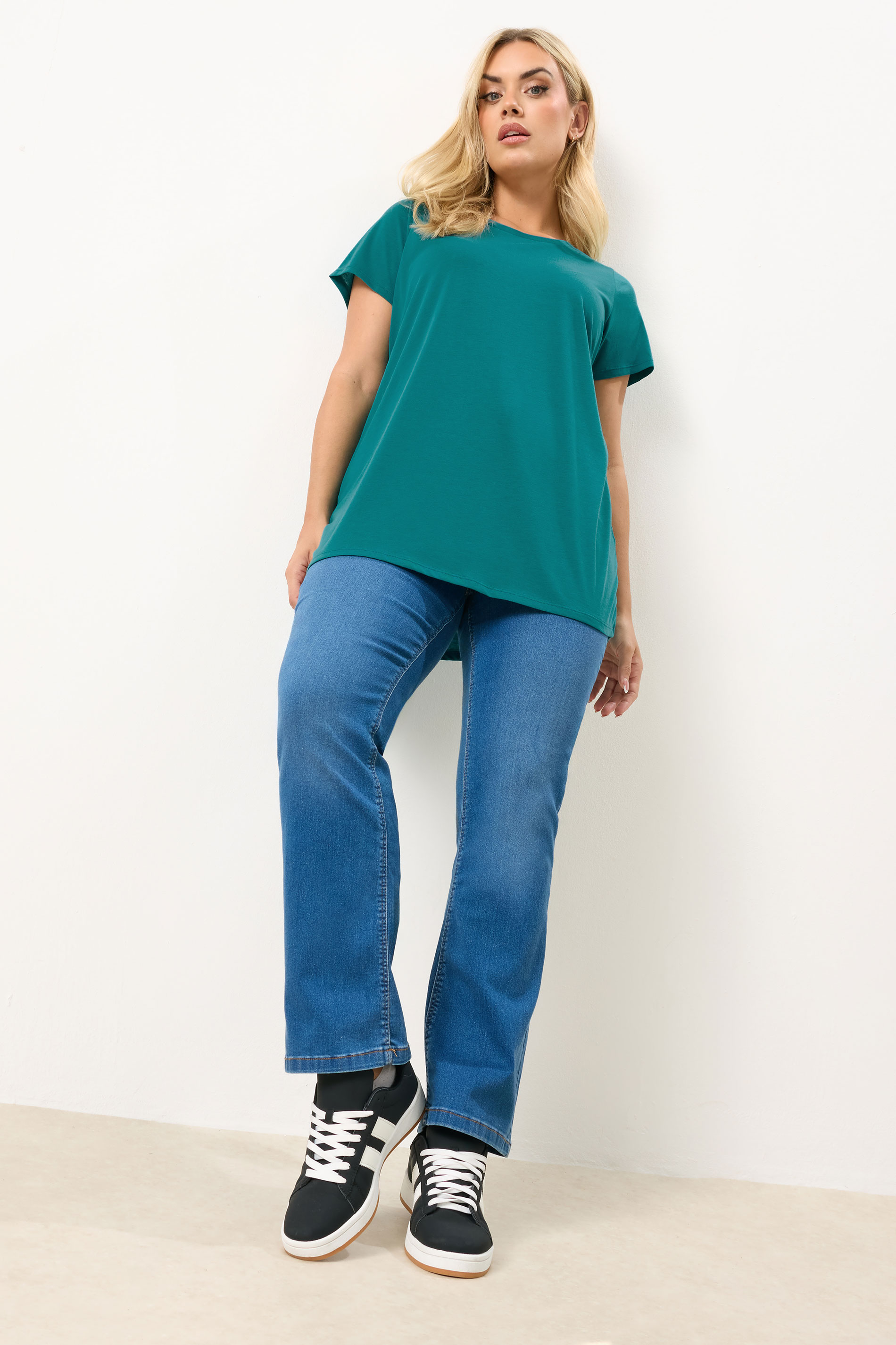 YOURS Plus Size Teal Green Core T-Shirt | Yours Clothing 1