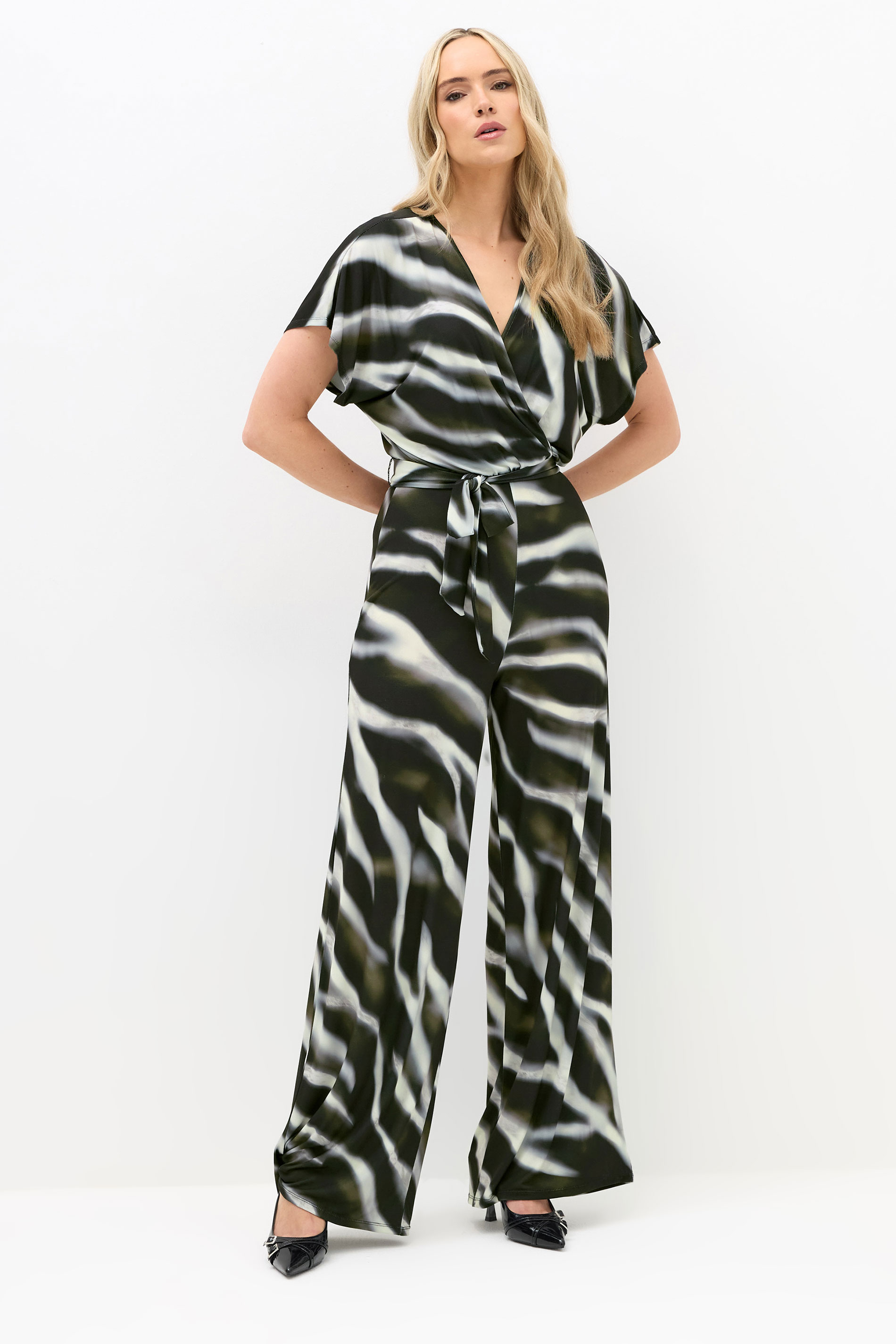 LTS Tall Black Abstract Wrap Jumpsuit | Long Tall Sally 3