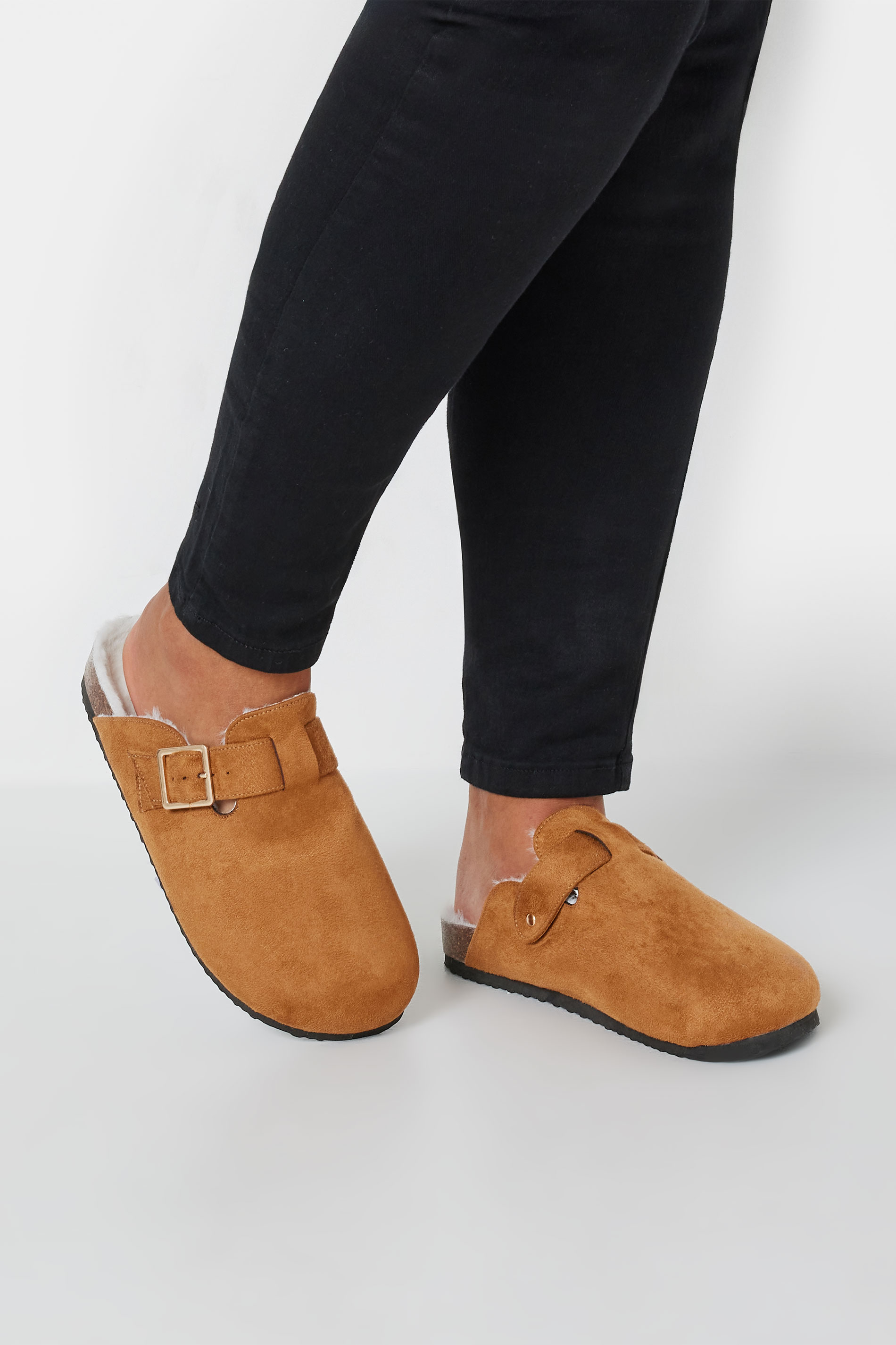 Women's Brown Yours Chestnut Faux Fur Lined Clogs In Extra Wide Eee Fit Size 6Eee