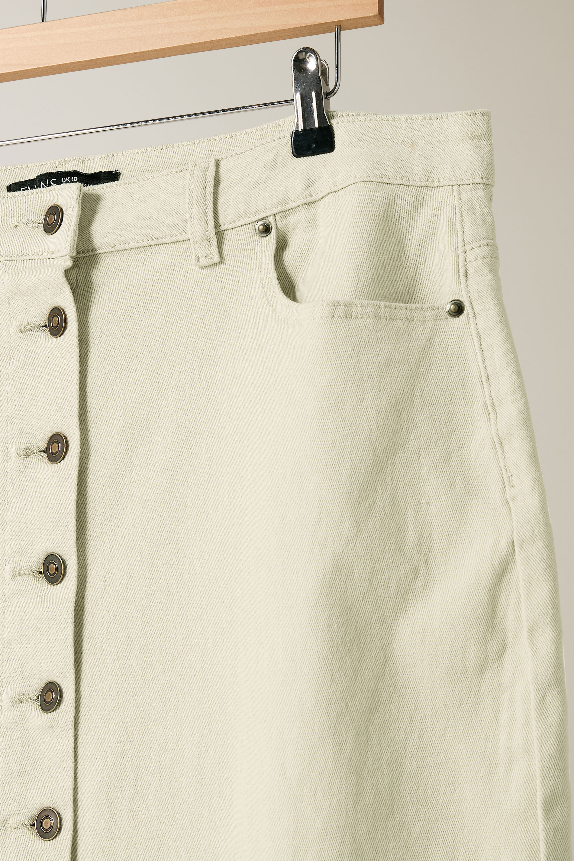 EVANS Plus Size Cream Button Through Denim Maxi Skirt | Evans 7