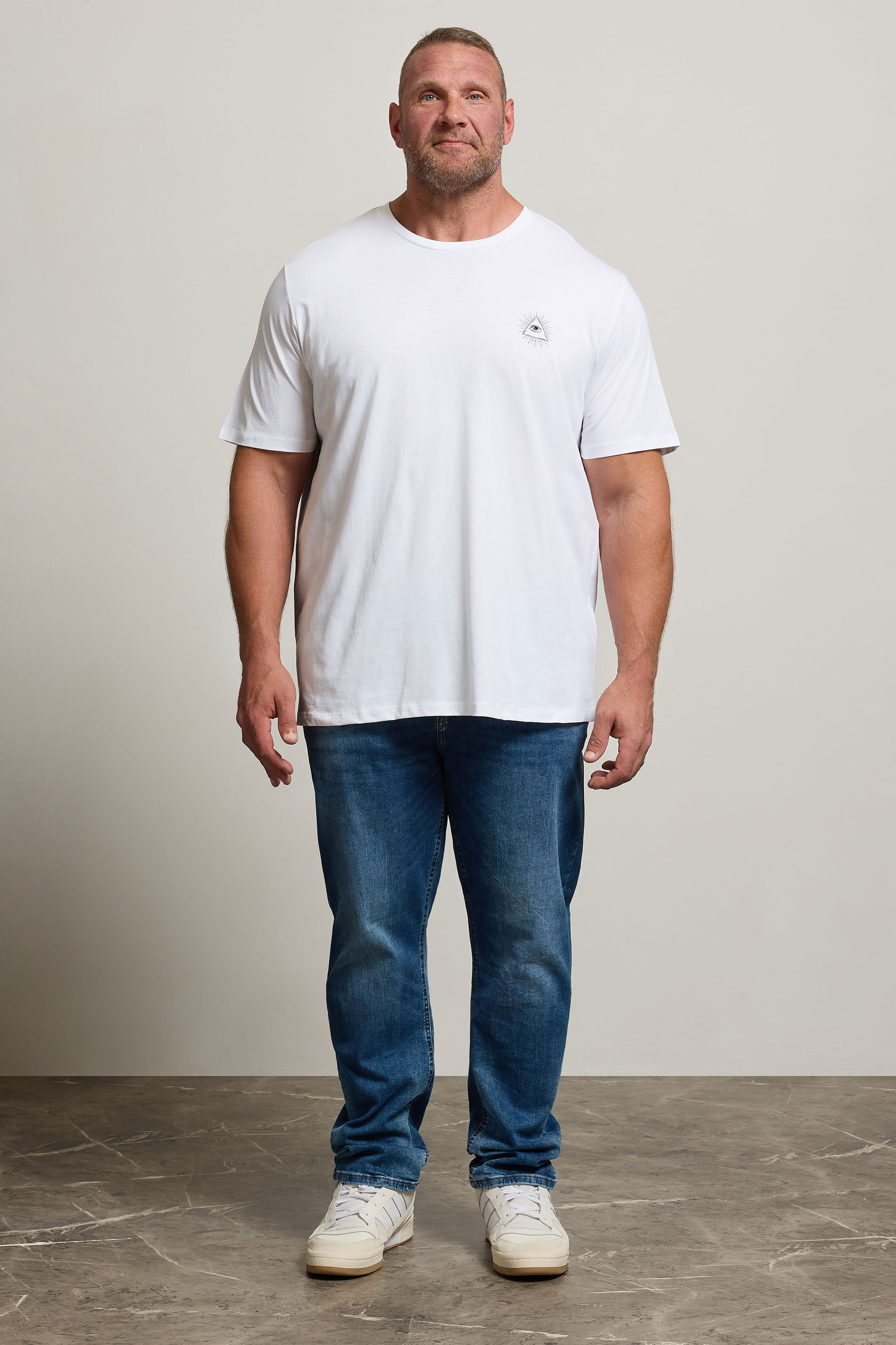 JACK & JONES Big & Tall White 'All Seeing Eye' Print T-Shirt | BadRhino 1