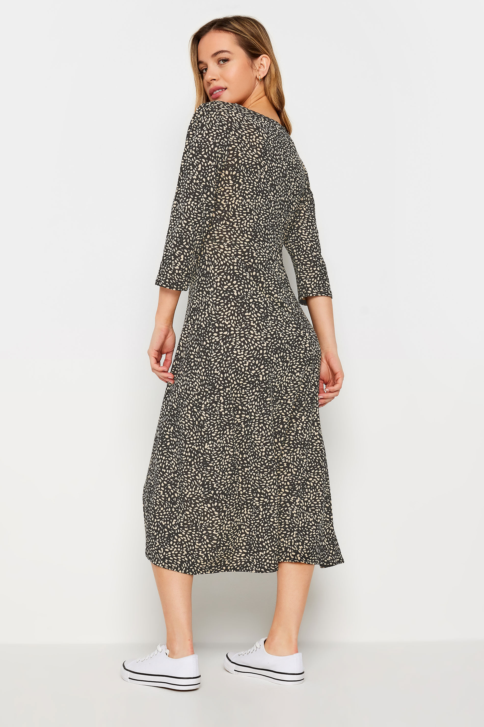 M&Co Petite Black Spot Print Midi Dress | M&Co 3