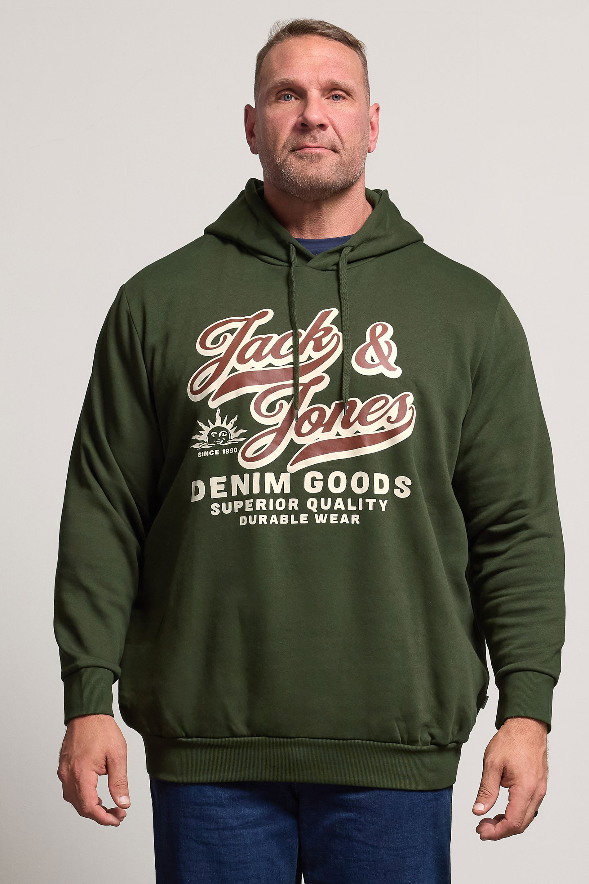 Jack & Jones Big & Tall Duffel Green Superior Hoodie | BadRhino 3