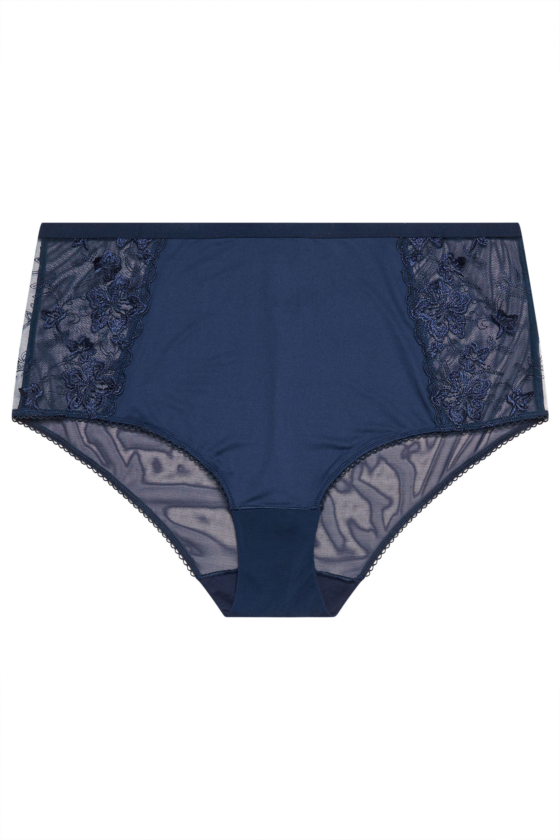 YOURSET 2 PACK Plus Size Navy Blue & White Embroidered Full Briefs | Yours Clothing 8