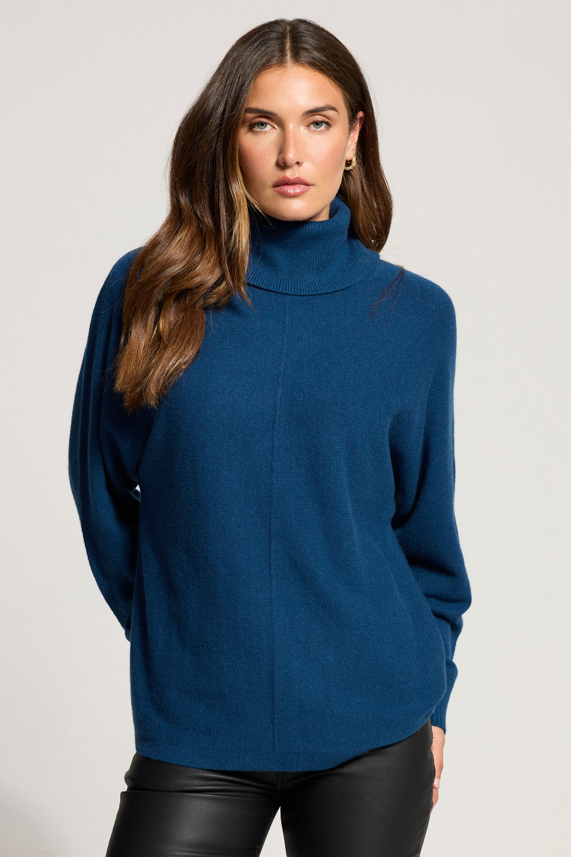 LTS Tall Teal Blue Batwing Roll Neck Jumper | Long Tall Sally 3