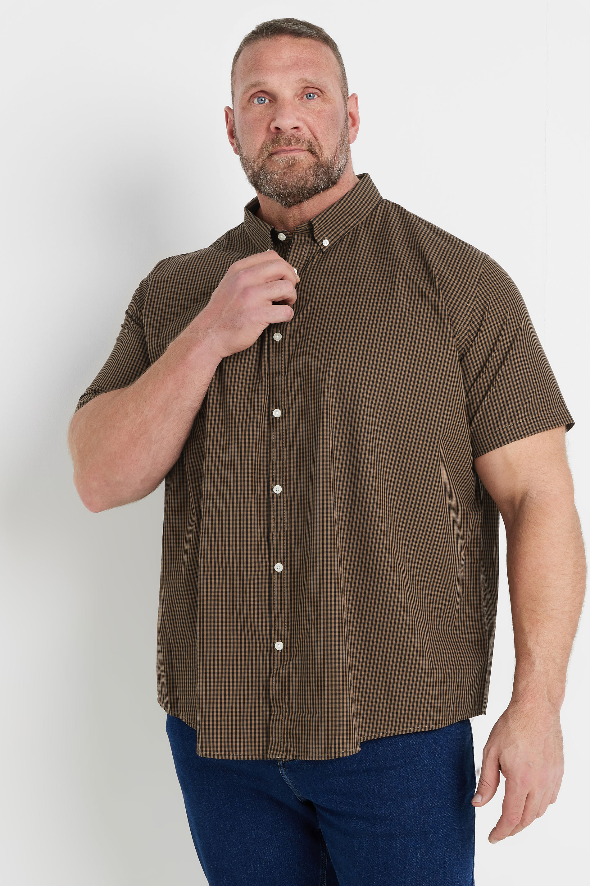 BadRhino Big & Tall Brown Gingham Check Shirt | BadRhino 1