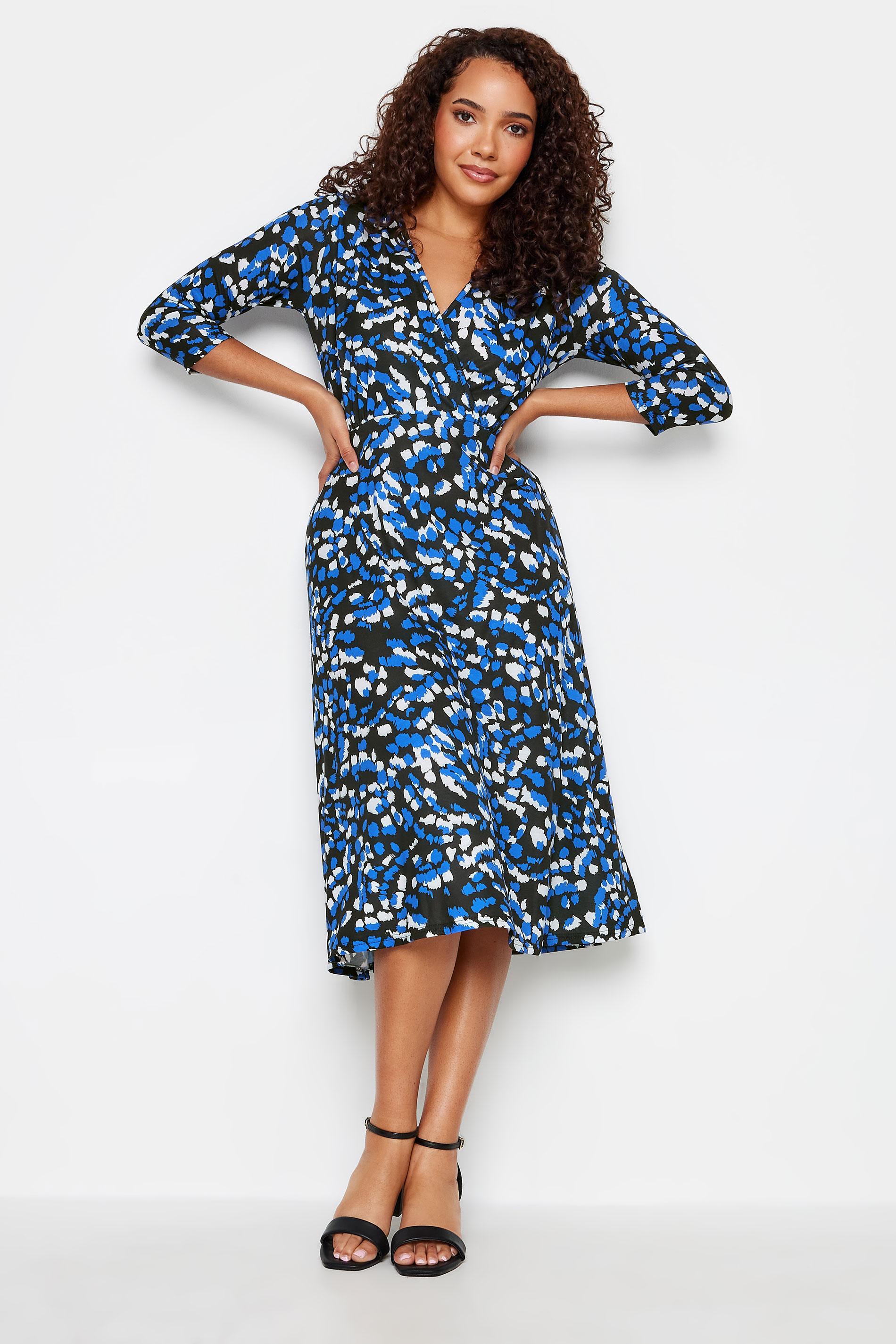 M&Co Blue Animal Print Wrap Dress | M&Co
