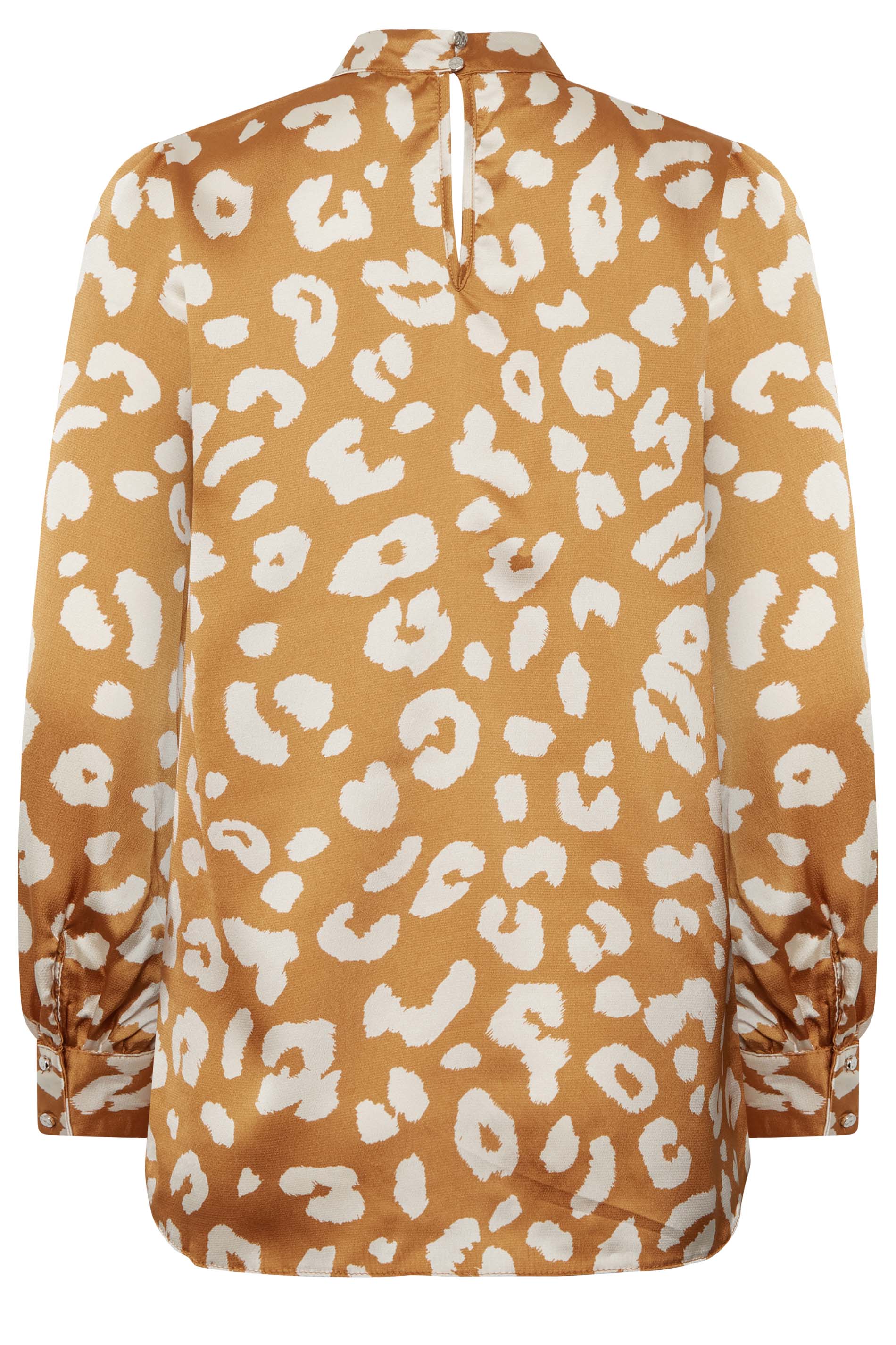 M&Co Orange Leopard Print High Neck Satin Blouse | M&Co 7