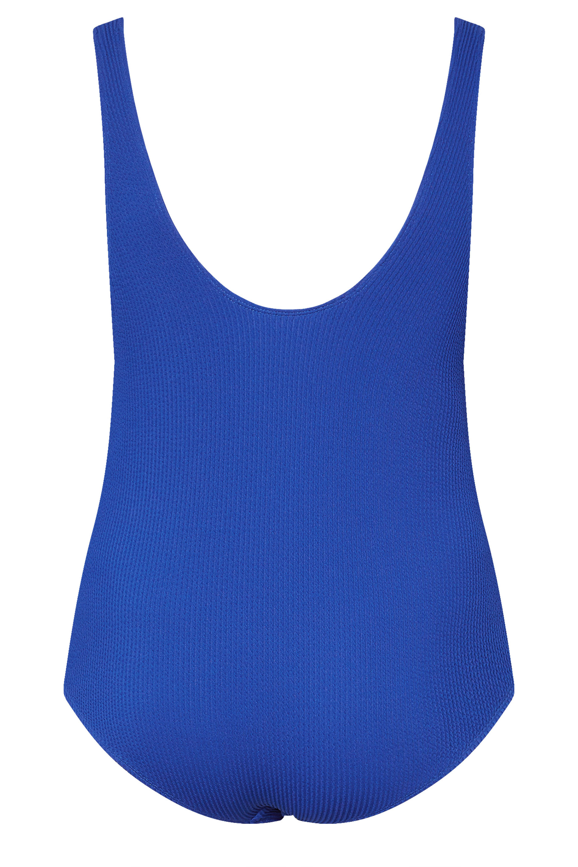 YOURS Plus Size Cobalt Blue Buckle Textured Swimsuit | Yours Clothing 8