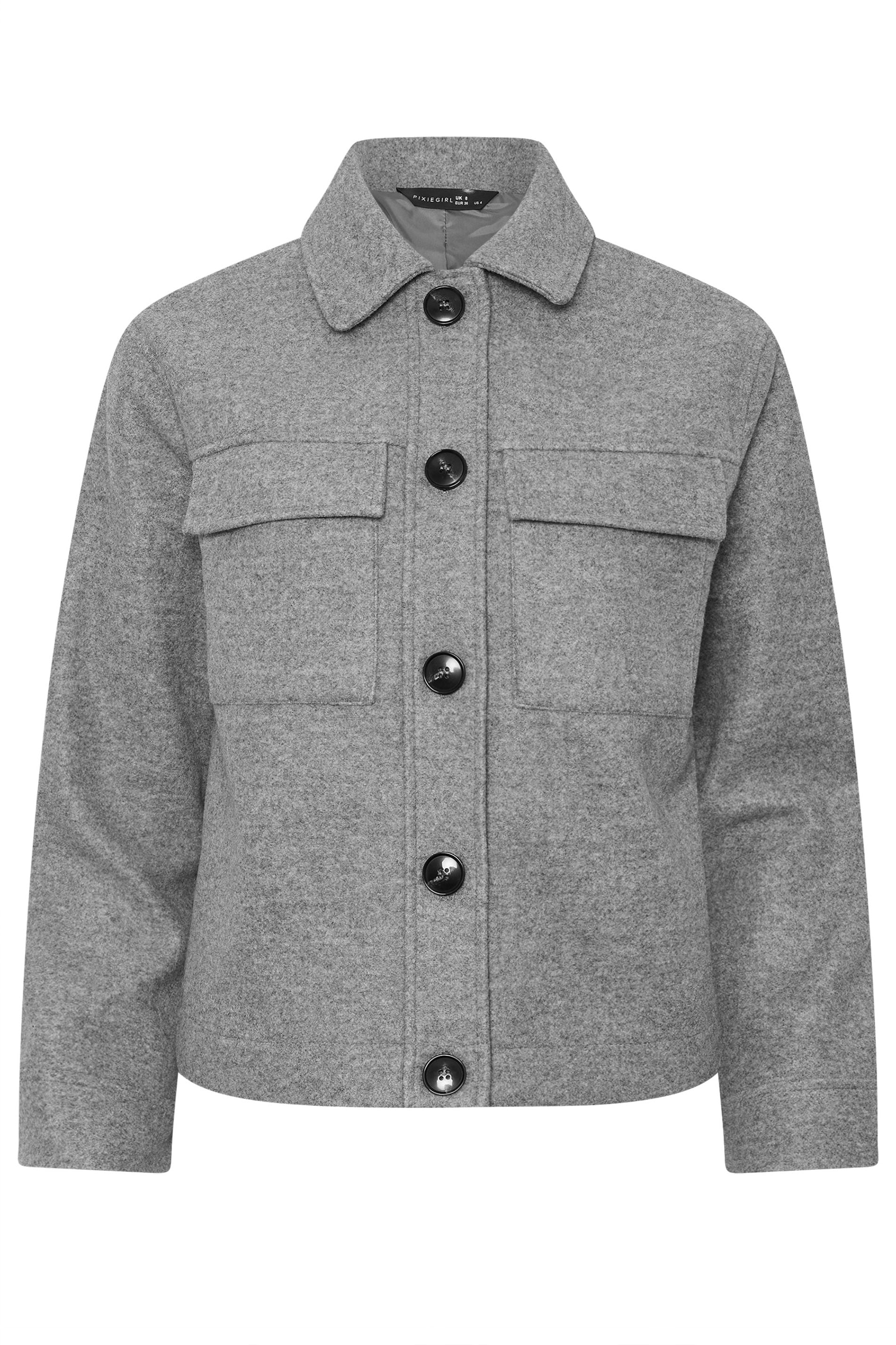 PixieGirl Petite Women's Grey Marl Brushed Jacket | PixieGirl 5