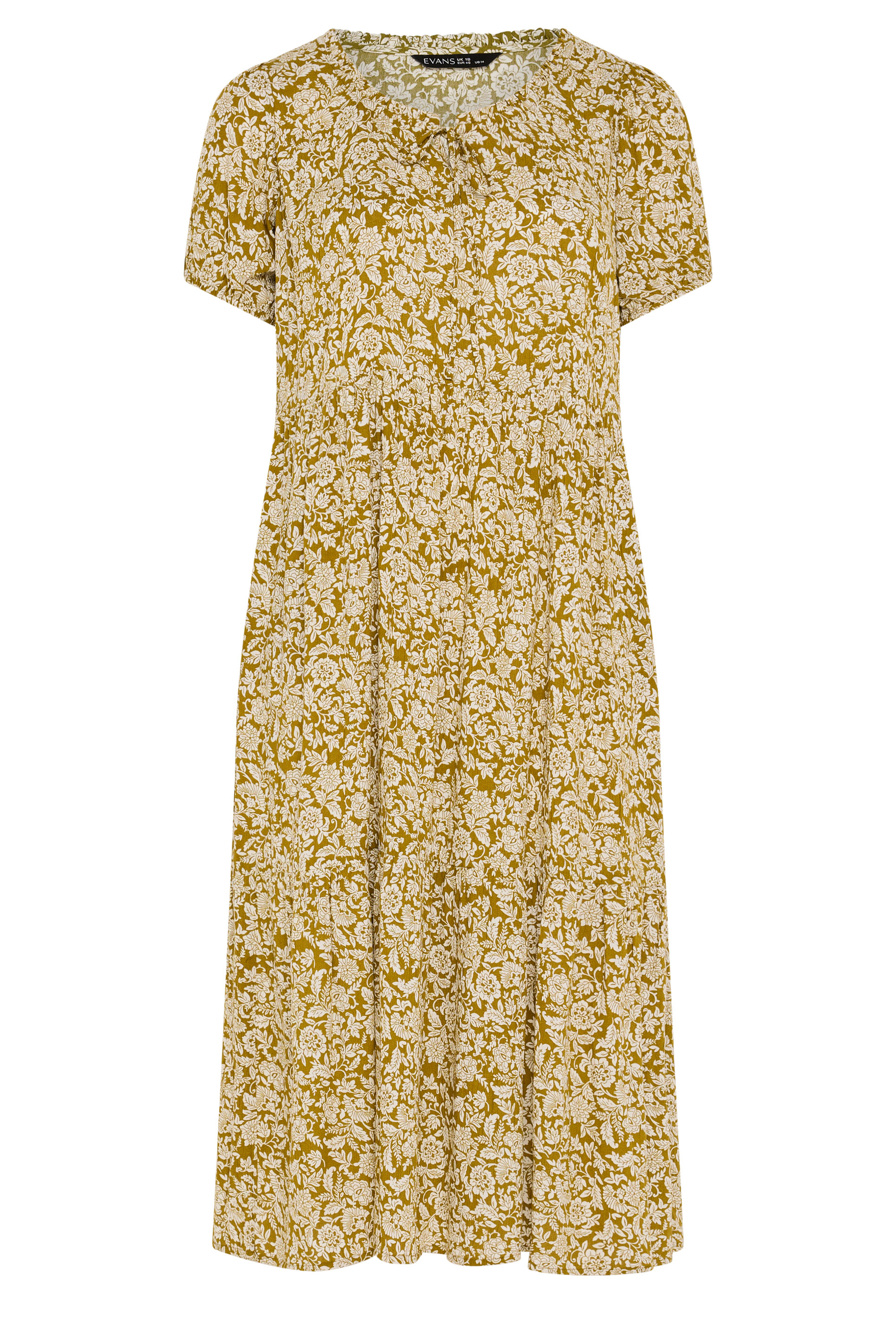 EVANS Curve Green Ditsy Floral Dress | Evans 5