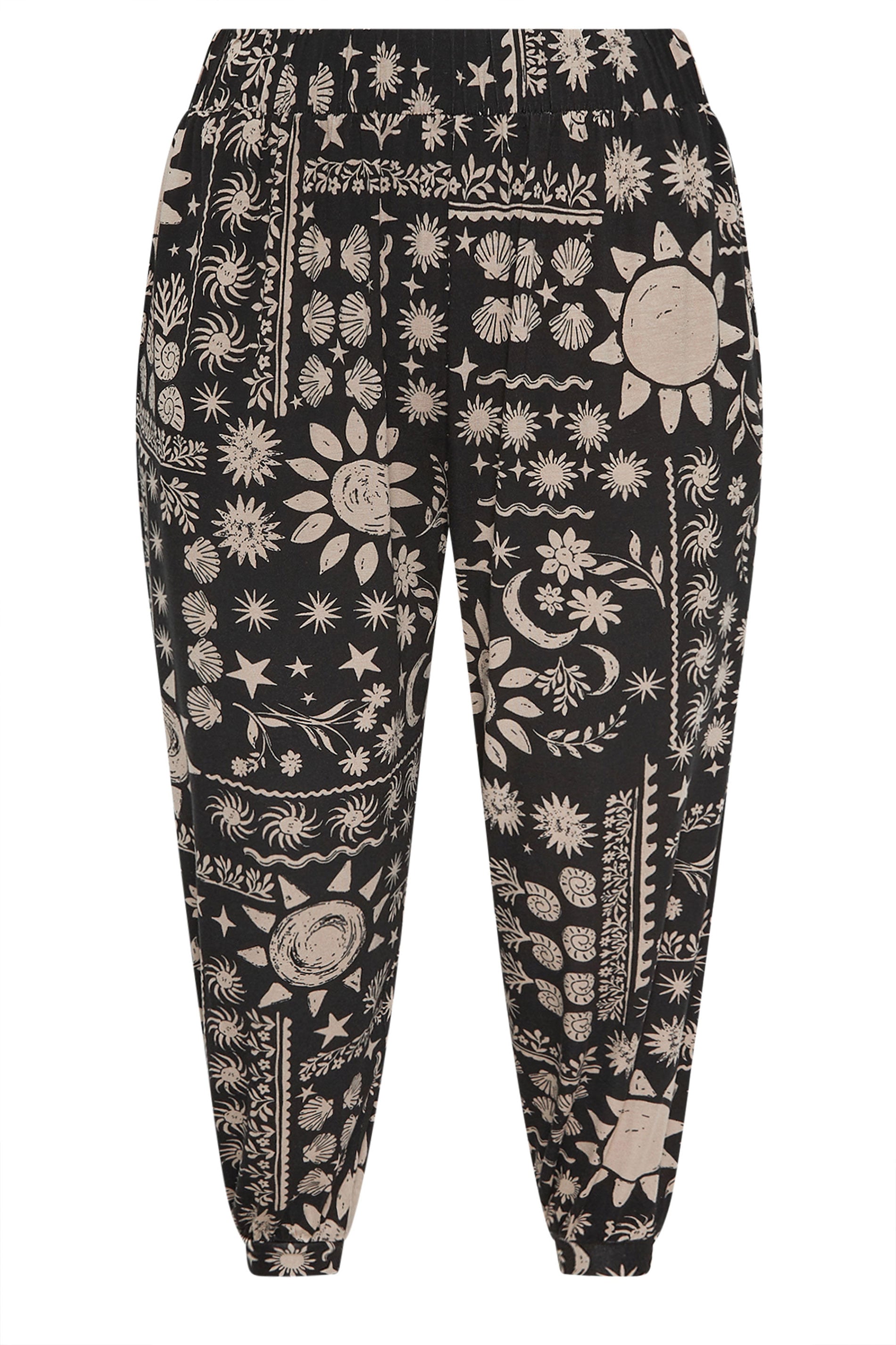 YOURS Plus Size Black Celestial Cropped Balloon Trousers | Yours Clothing 5