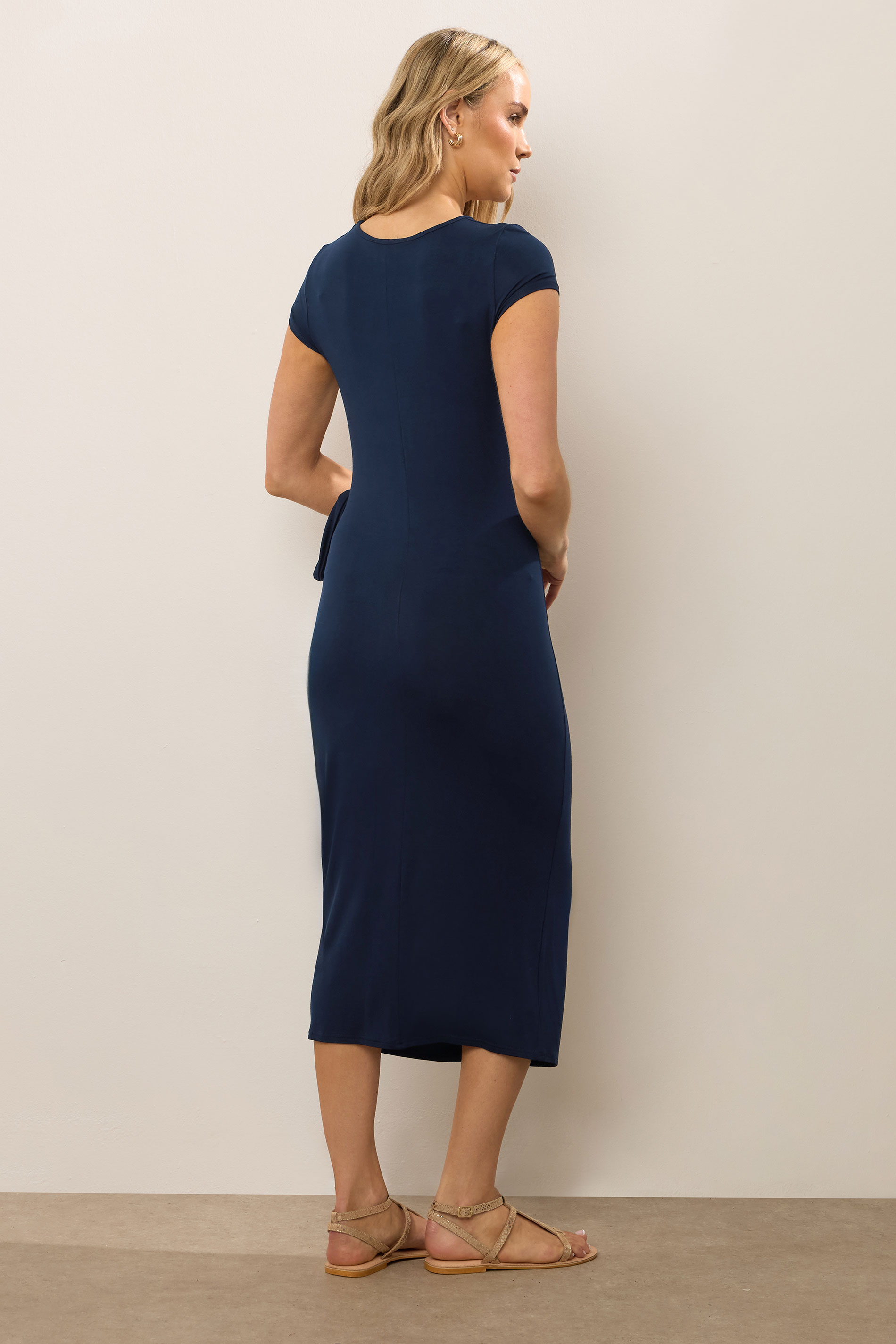 LTS Tall Navy Blue Ruched Tie Midi Dress | Long Tall Sally 2