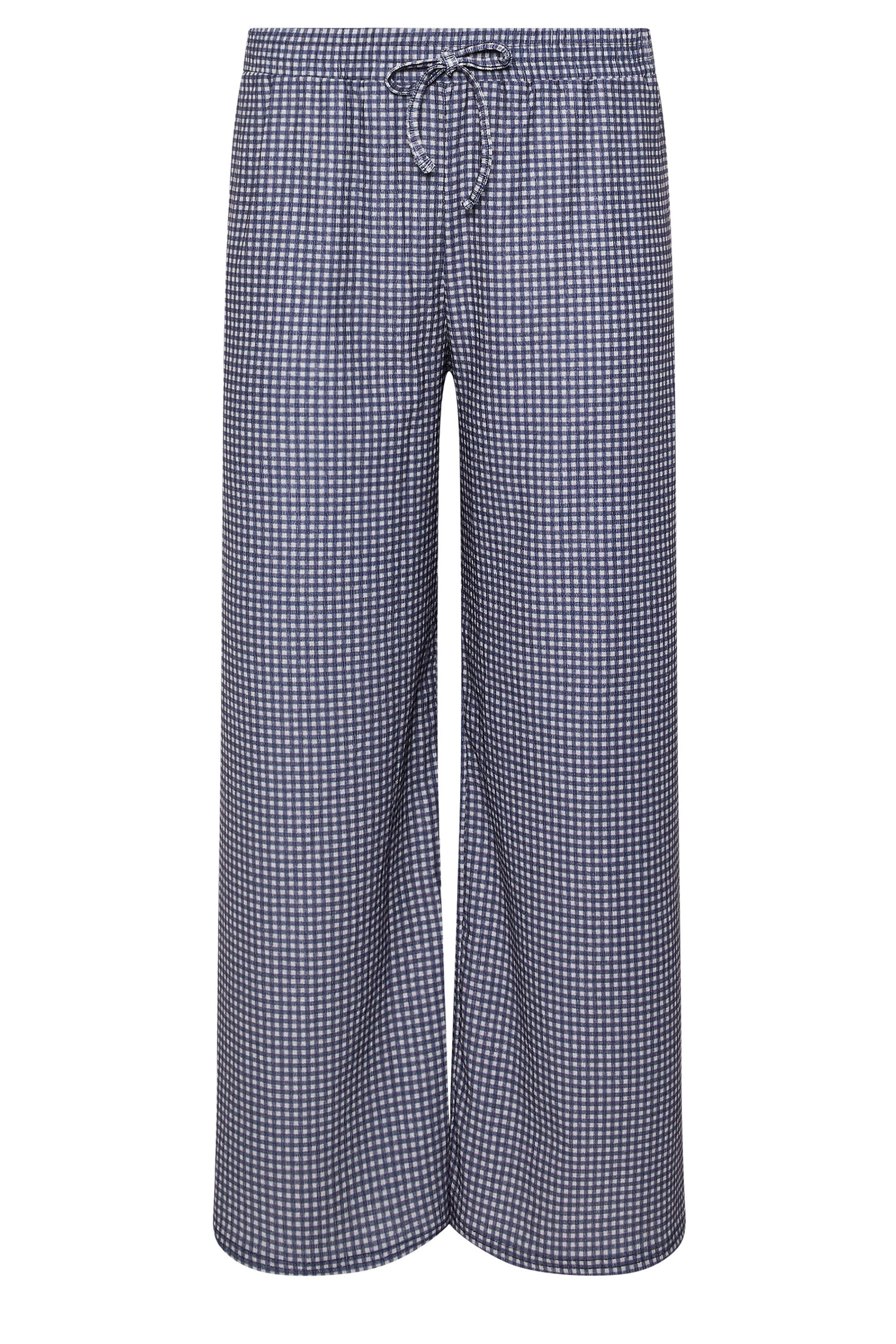 M&Co Petite Blue Check Wide Leg Trousers | M&Co 5