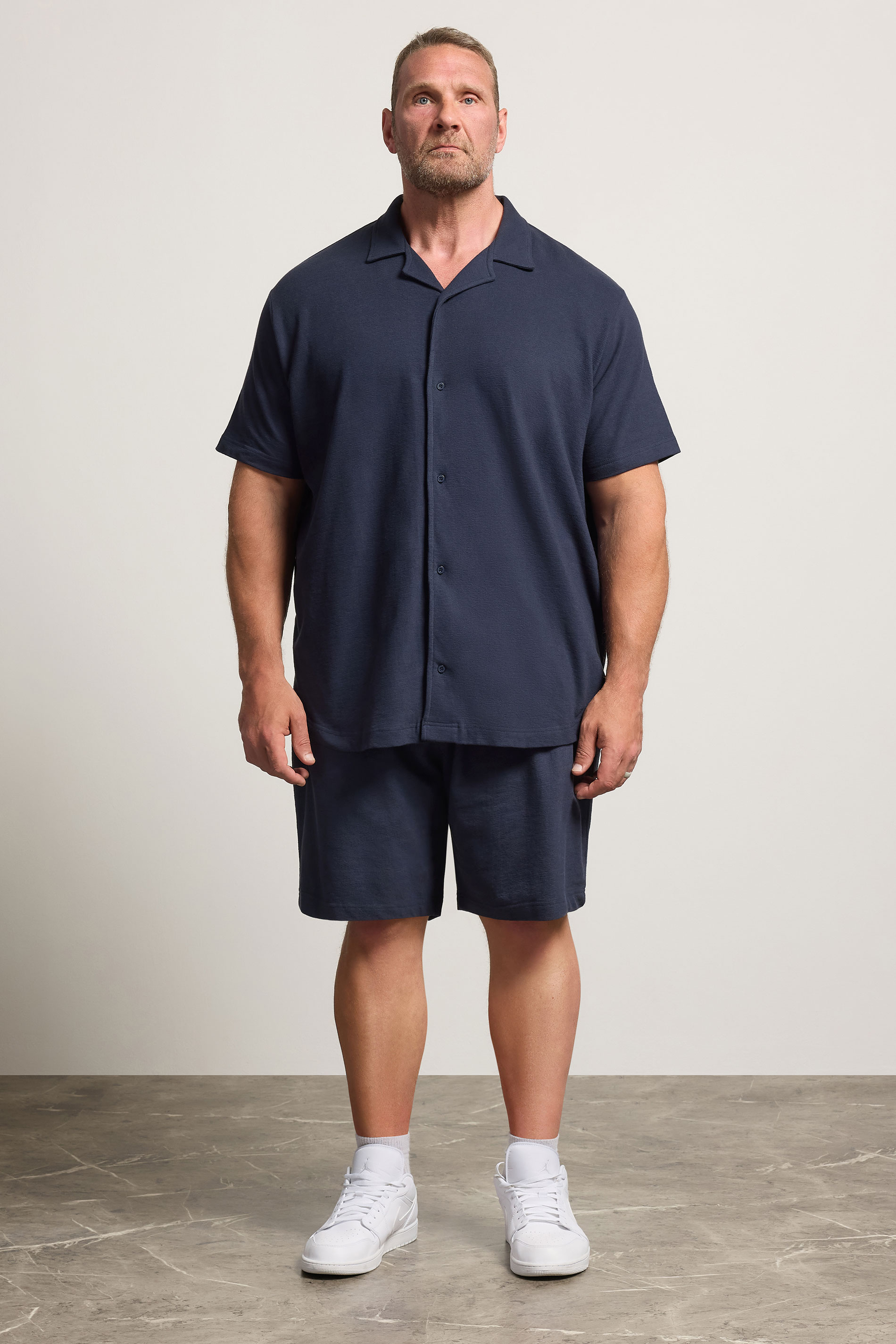 BadRhino Big & Tall Navy Blue Textured Shorts | BadRhino 1