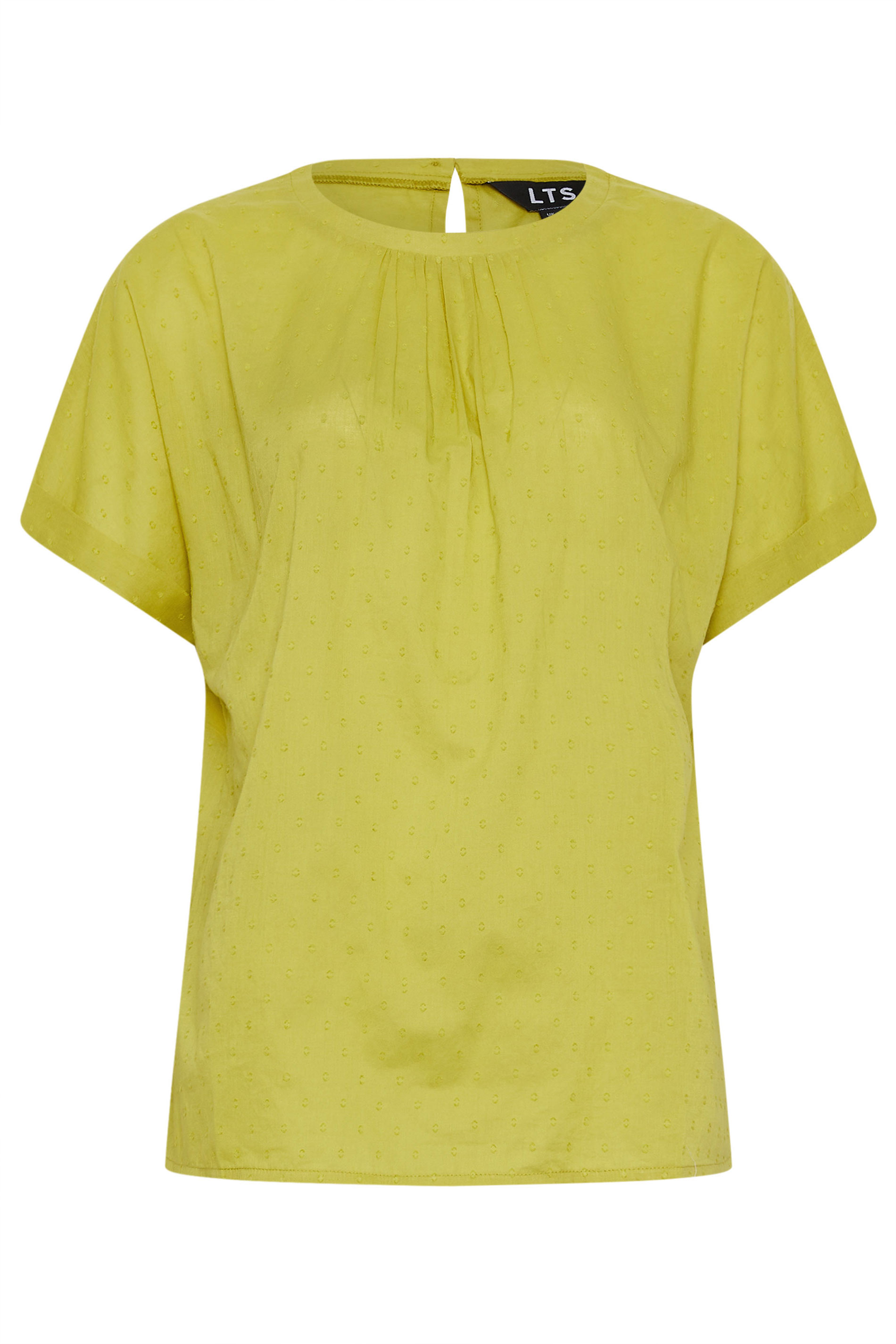 LTS Tall Green Short Sleeve Cotton Dobby Top | Long Tall Sally 5