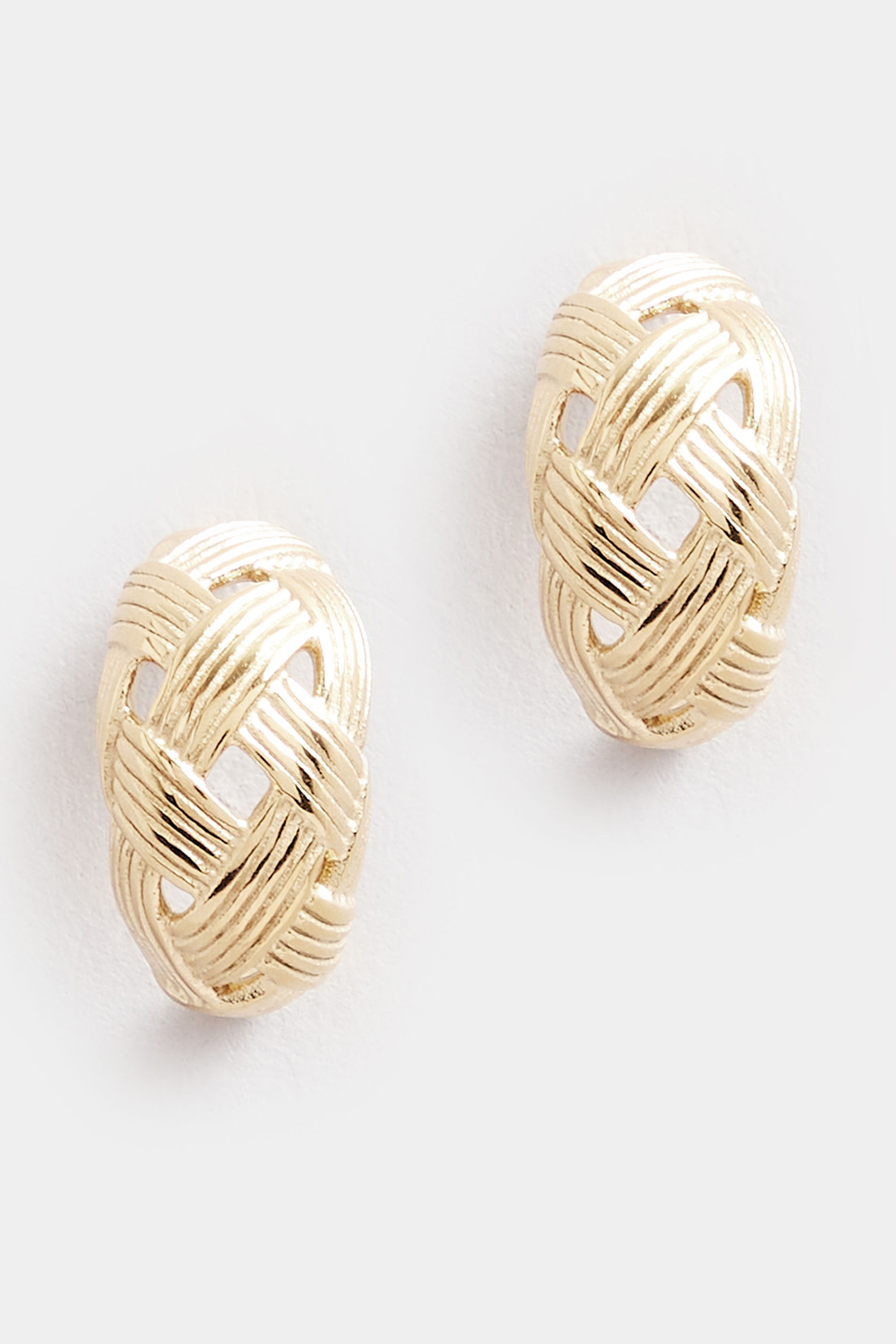 Gold Tone Stainless Steel Lattice Earrings | Yours Clothing 3