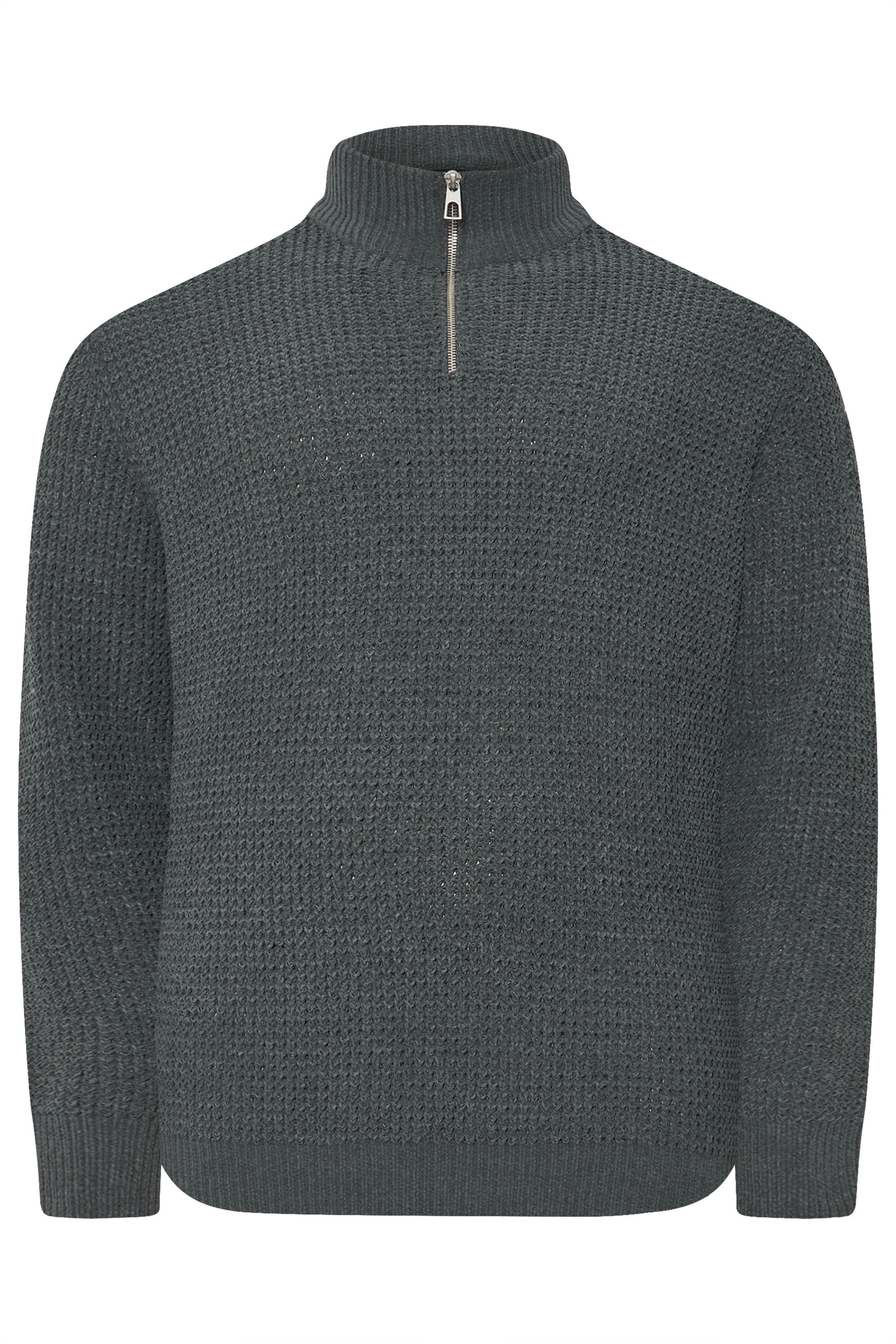 BadRhino Big & Tall Grey Chenille Quarter Zip Jumper | BadRhino 2