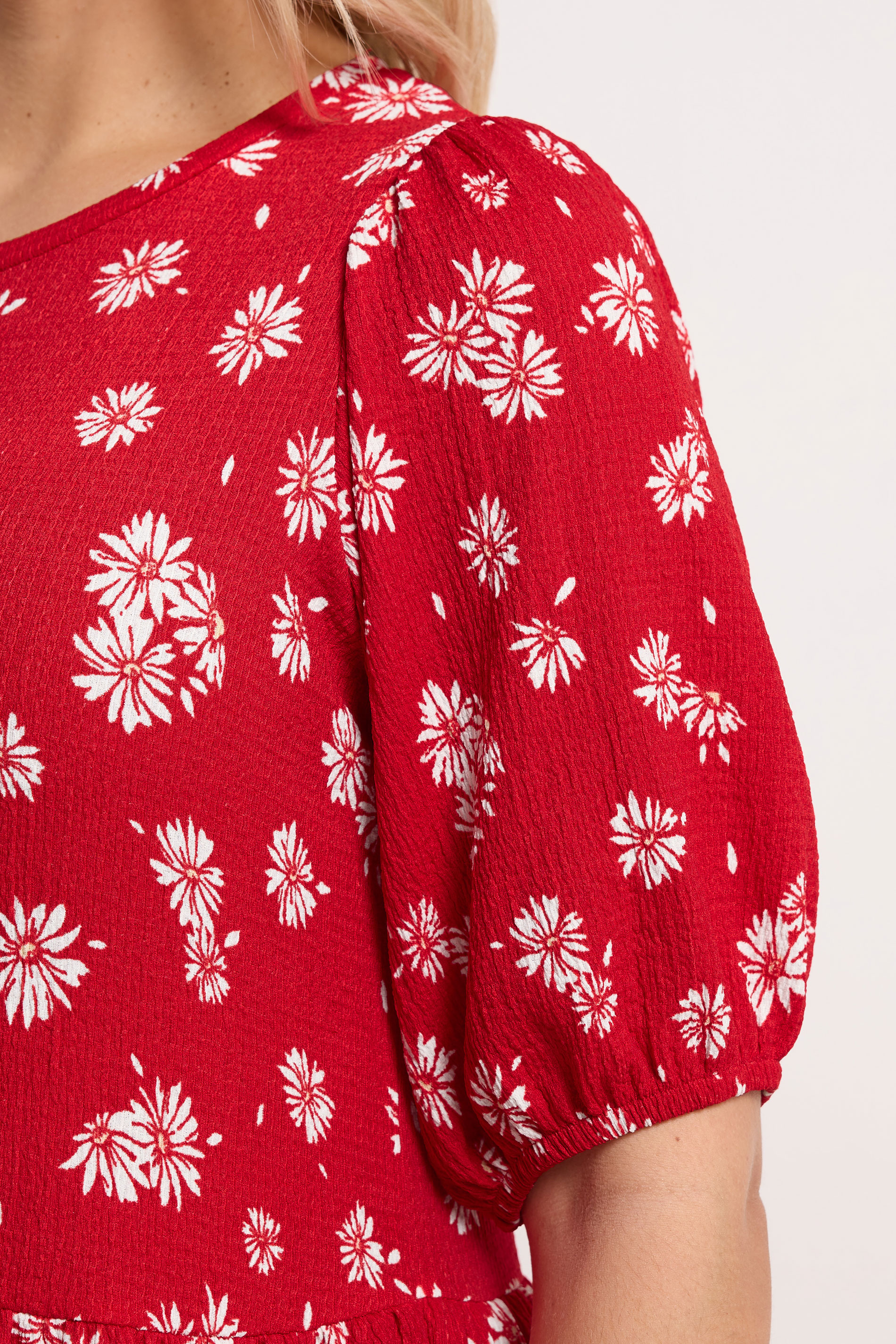 YOURS Plus Size Red Daisy Tiered Midi Dress | Yours Clothing 4