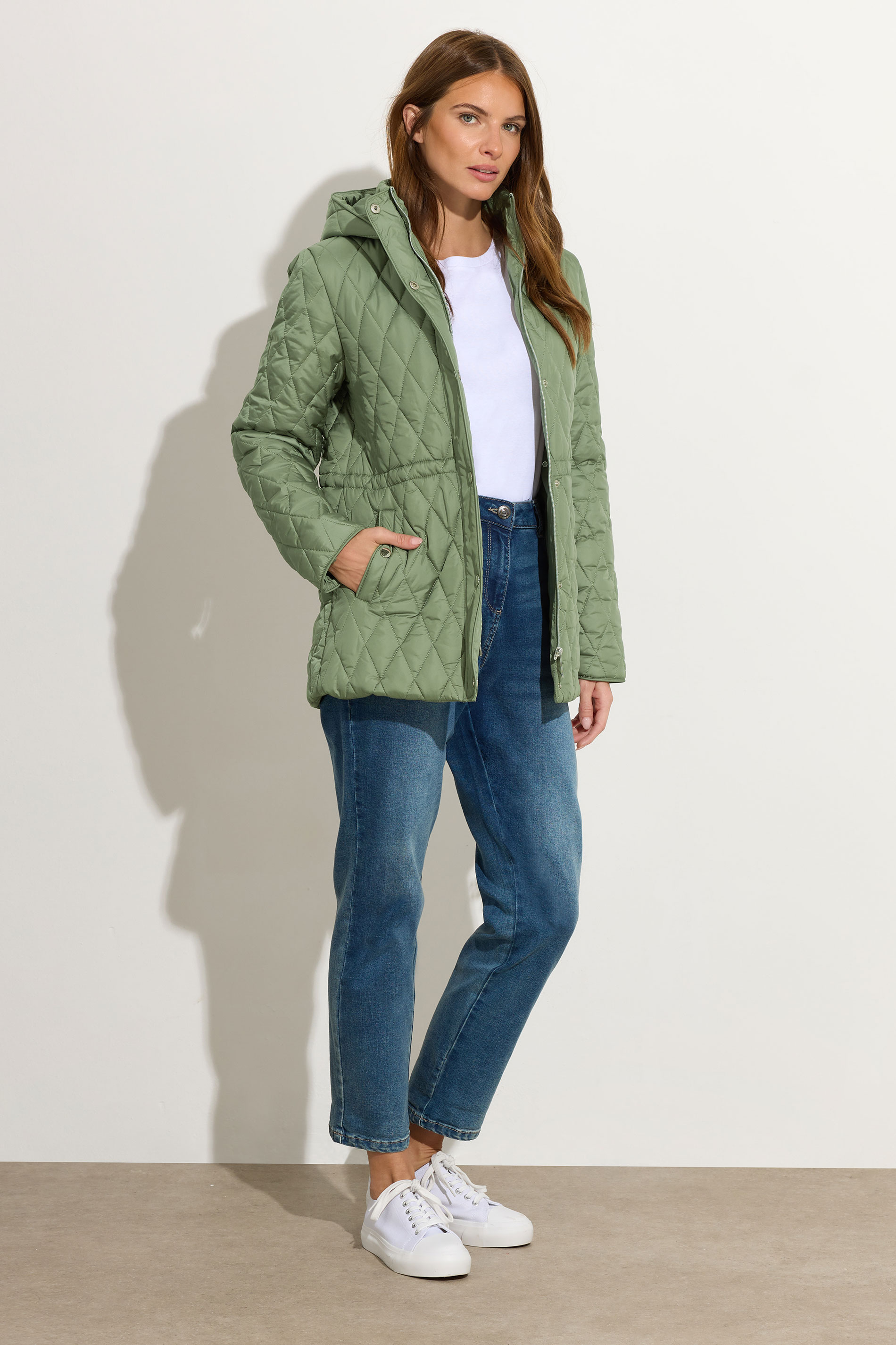 M&Co Sage Green Diamond Quilted Jacket | M&Co 5