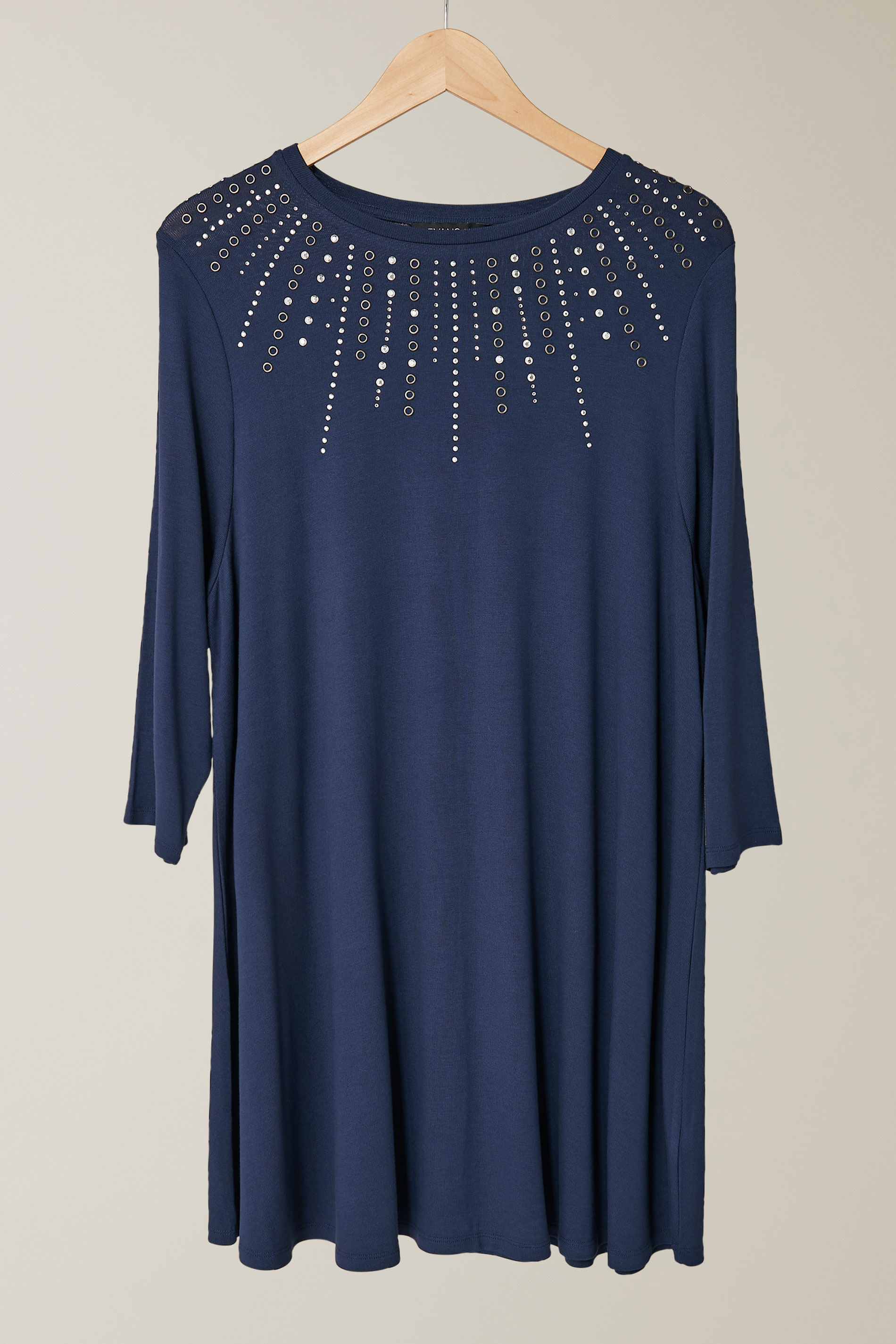 EVANS Plus Size Navy Blue Sequin Embellished Longline Top | Evans 6