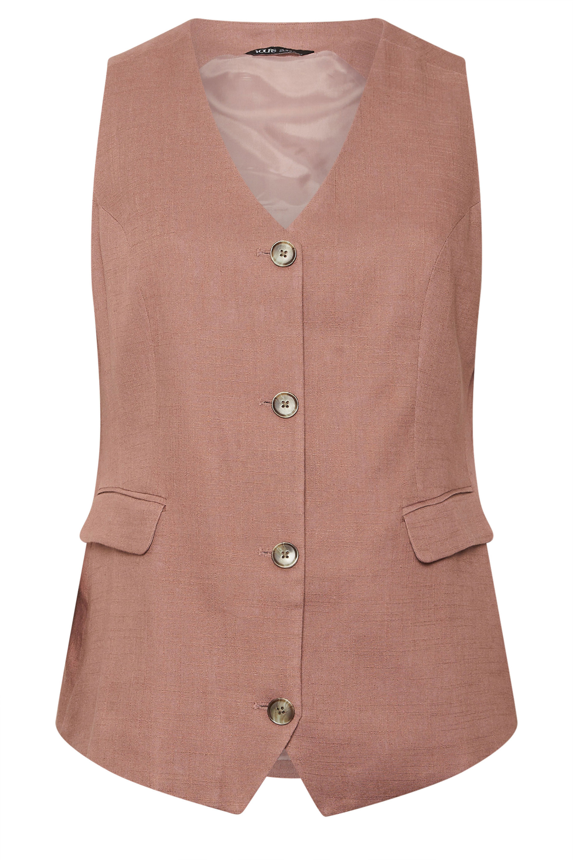 YOURS Plus Size Dusky Pink Linen Waistcoat | Yours Clothing 7