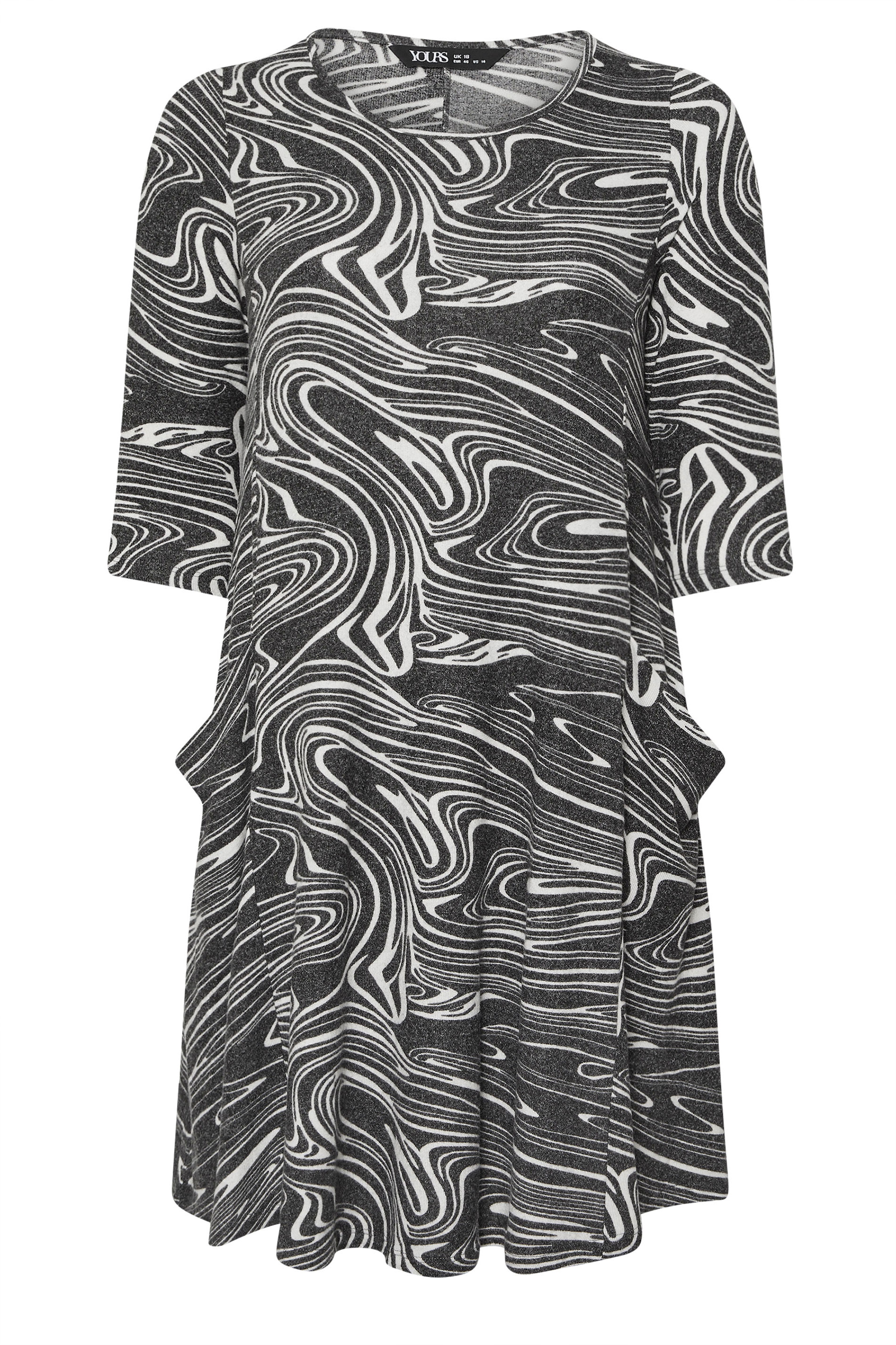 YOURS Plus Size Grey Abstract Soft Touch Pocket Dress | Yours Clothing 5