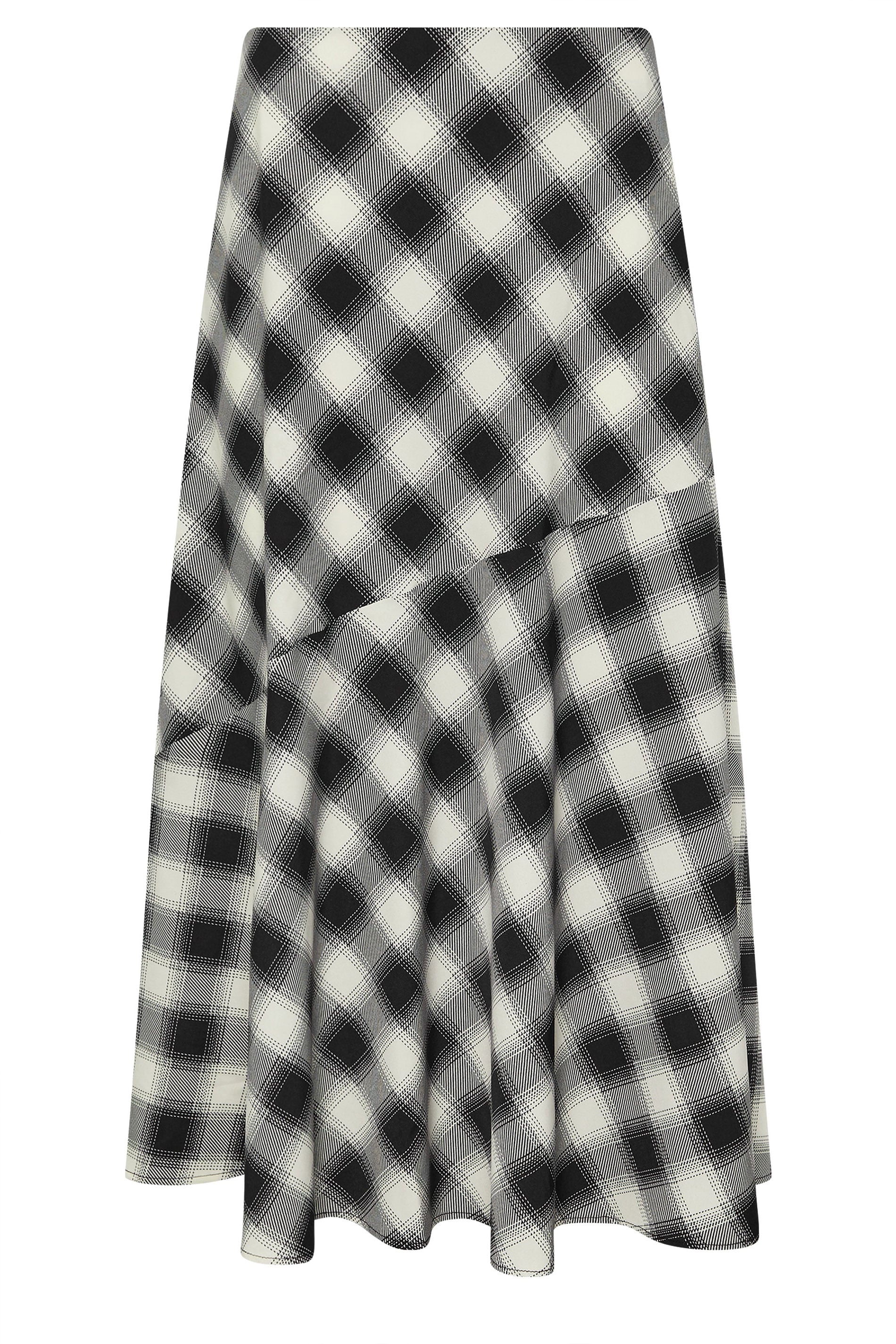 LTS Tall Black Check Print Tiered Midi Skirt | Long Tall Sally 6