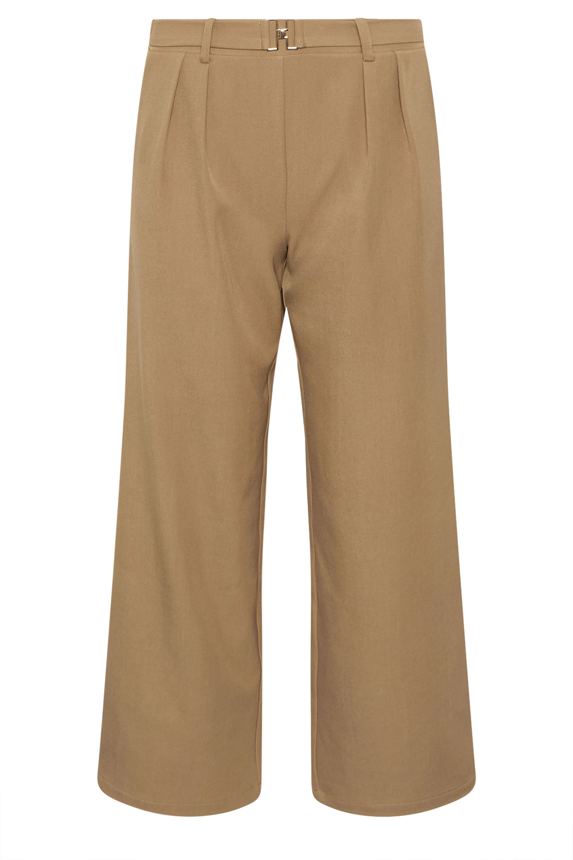 PixieGirl Petite Women's Natural Brown Buckle Wide Leg Trousers | PixieGirl 6