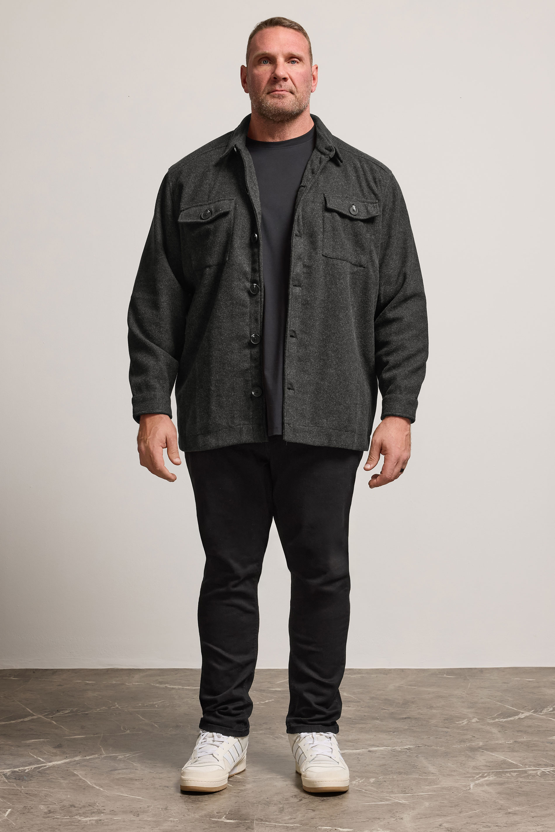 BadRhino Big & Tall Charcoal Grey Premium Button Down Shacket | BadRhino 1