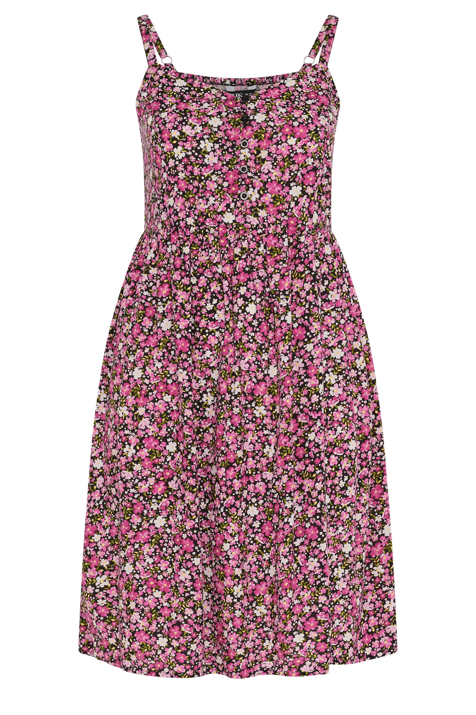 YOURS Plus Size Pink Ditsy Floral Strappy Midi Sundress | Yours Clothing 5