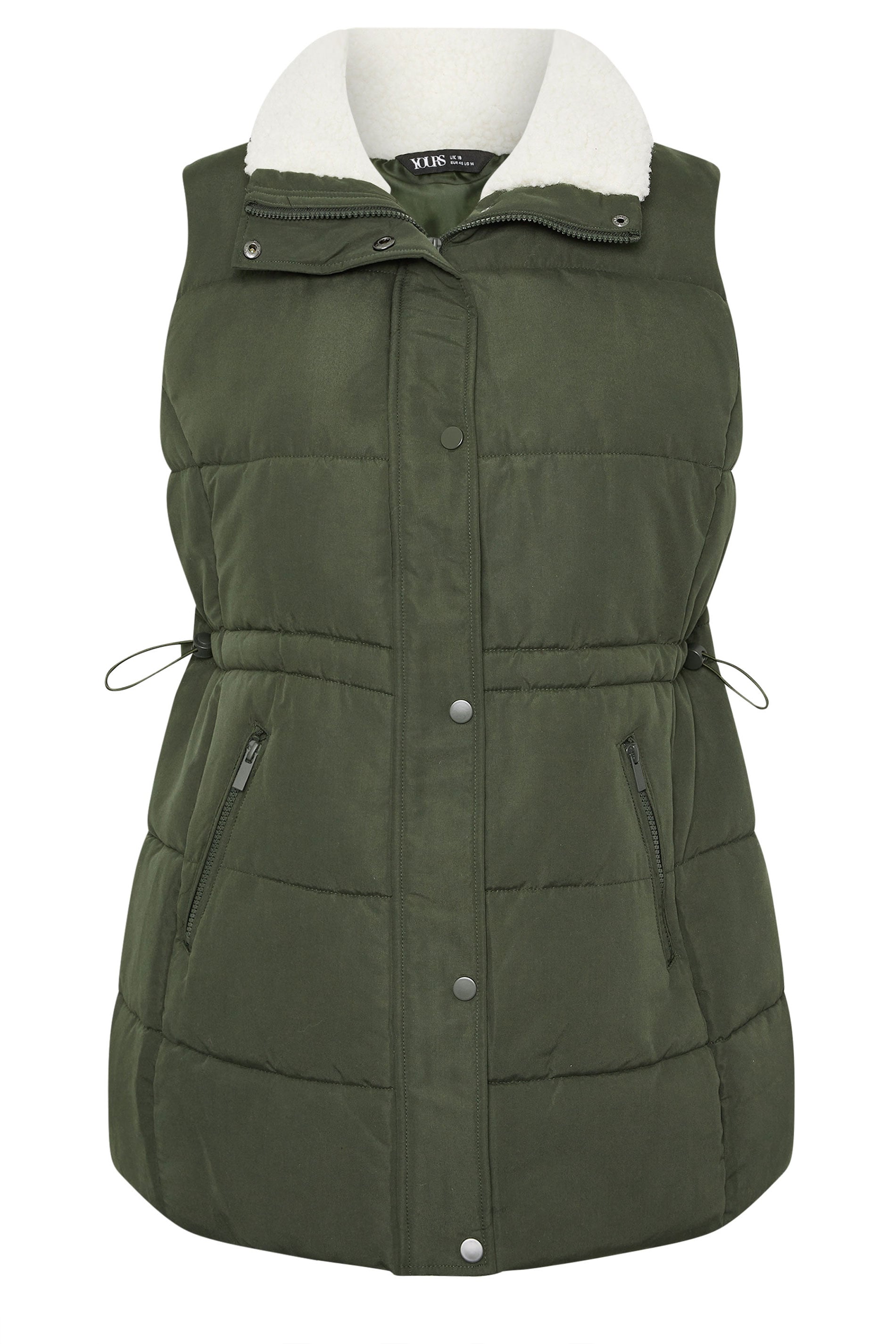 YOURS Plus Size Khaki Green Padded Gilet | Yours Clothing 7