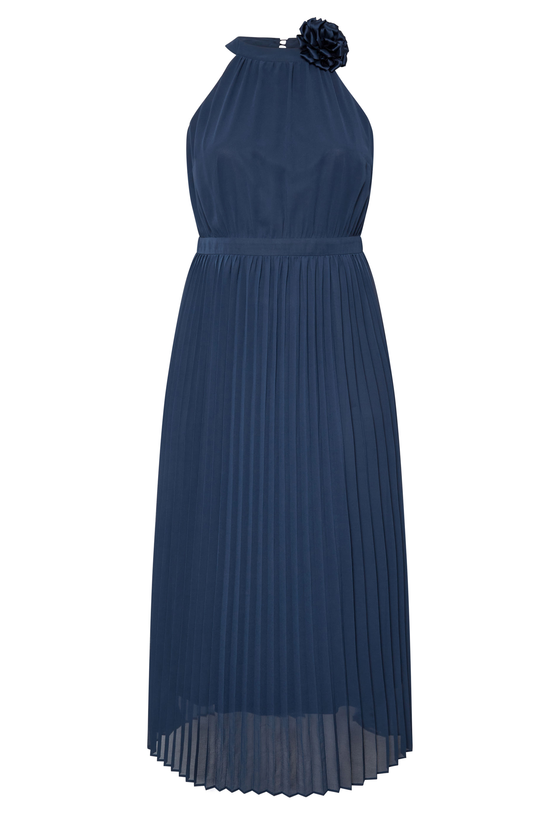 YOURS LONDON Plus Size Navy Blue Corsage Detail Pleated Maxi Dress | Yours Clothing 5