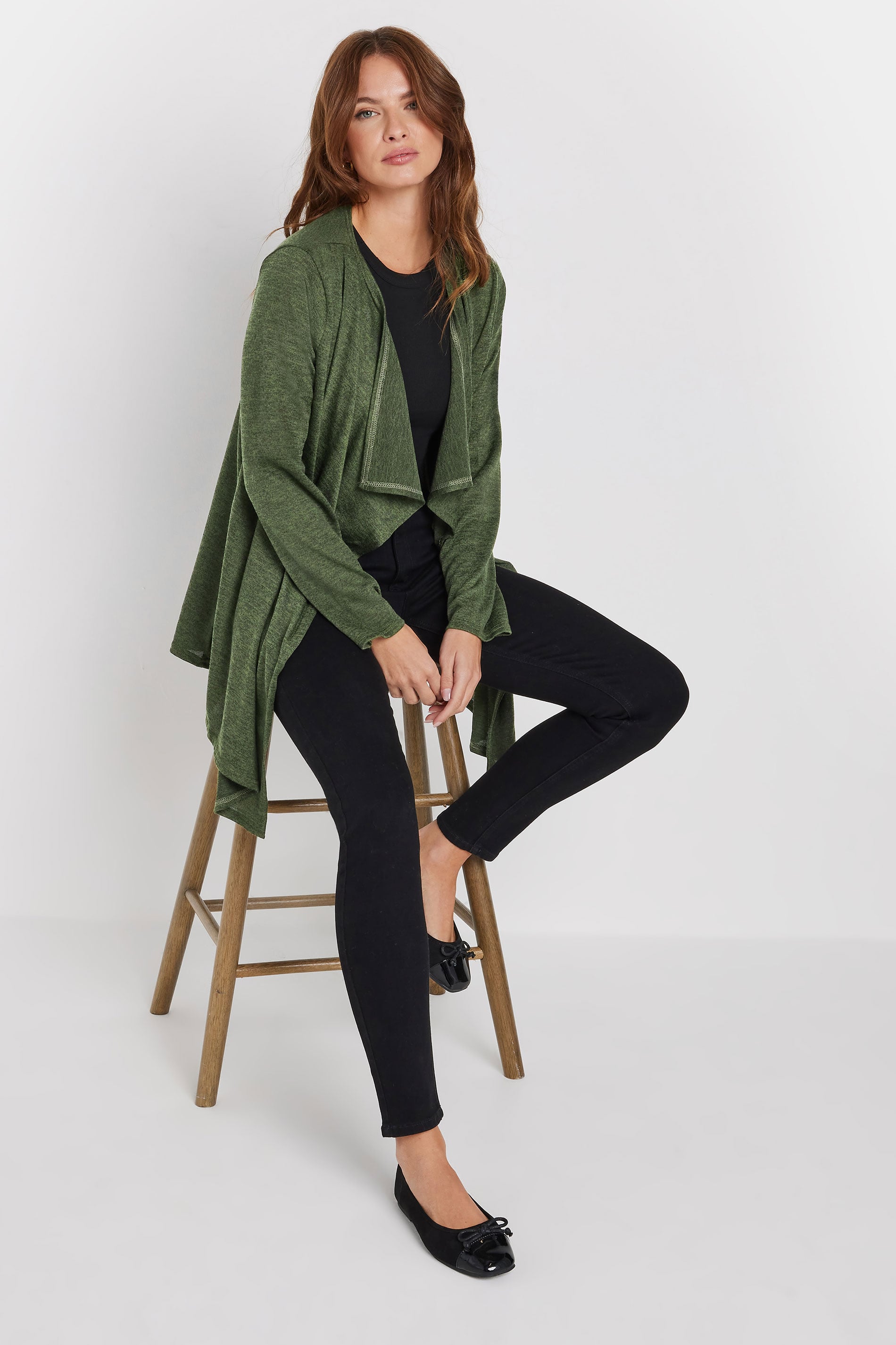 M&Co Khaki Green Waterfall Cardigan | M&Co 3