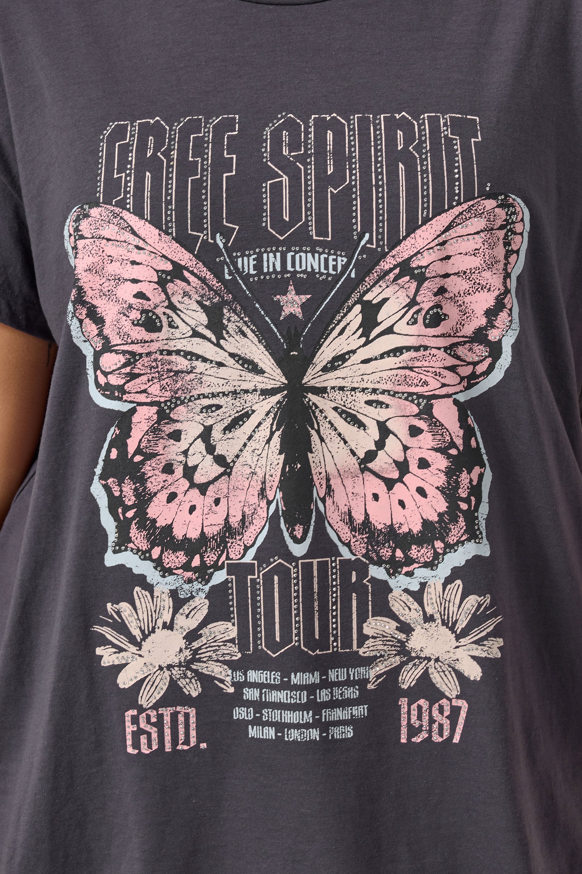 YOURS Plus Size Grey 'Free Spirit' Studded T-Shirt | Yours Clothing 4