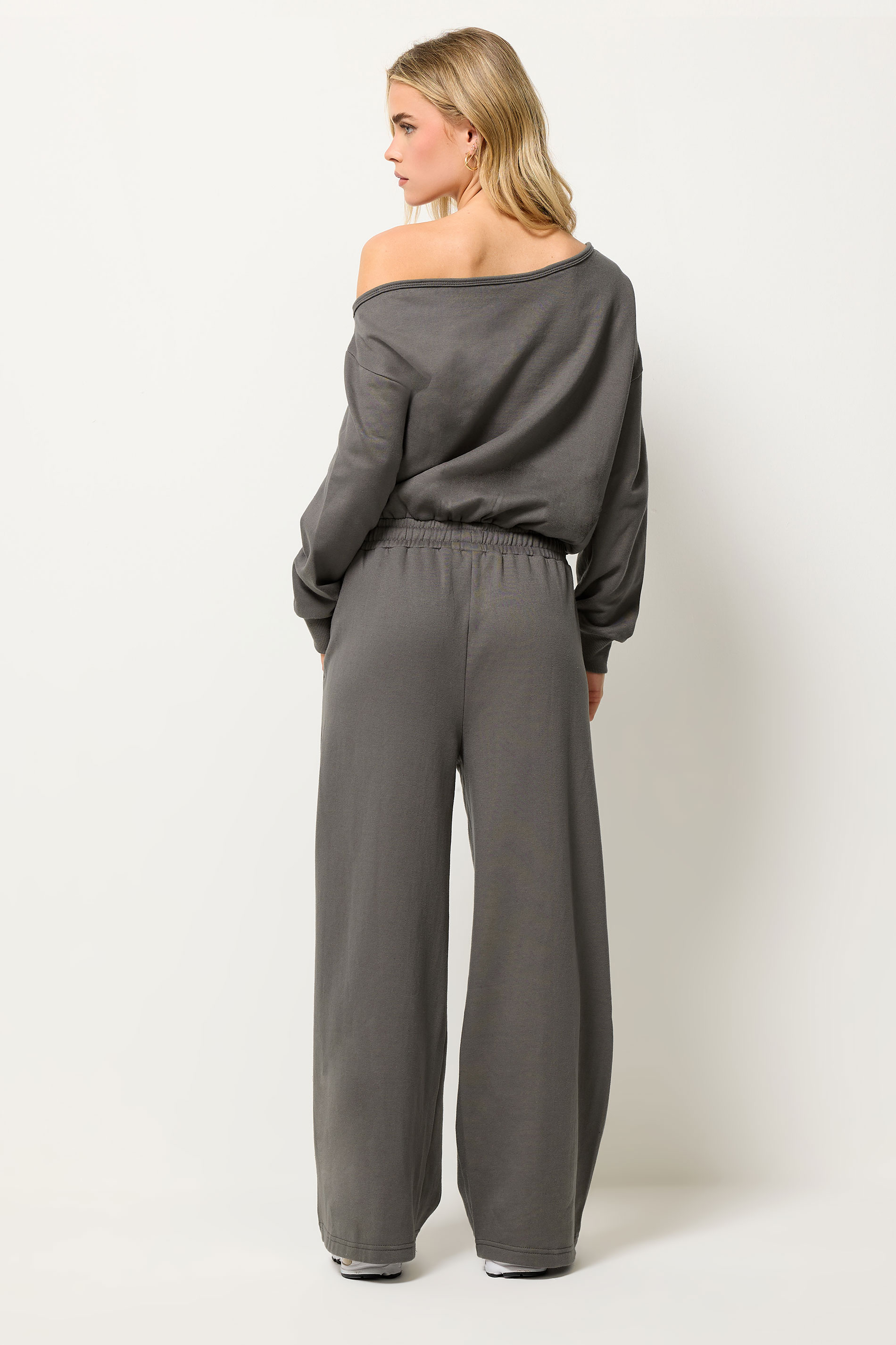 PixieGirl Petite Women's Grey Jersey Slouch Wide Leg Jumpsuit | PixieGirl 2