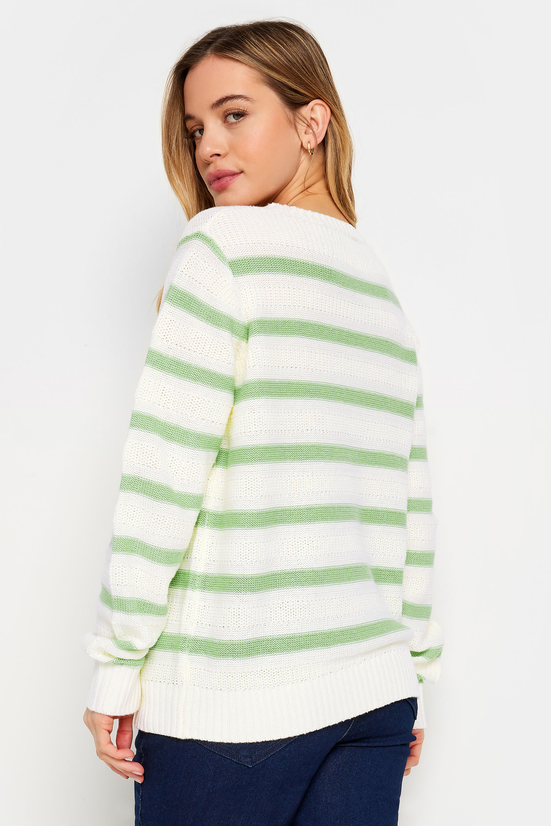 M&Co Petite Green & Ivory Stripe Jumper | M&Co 3