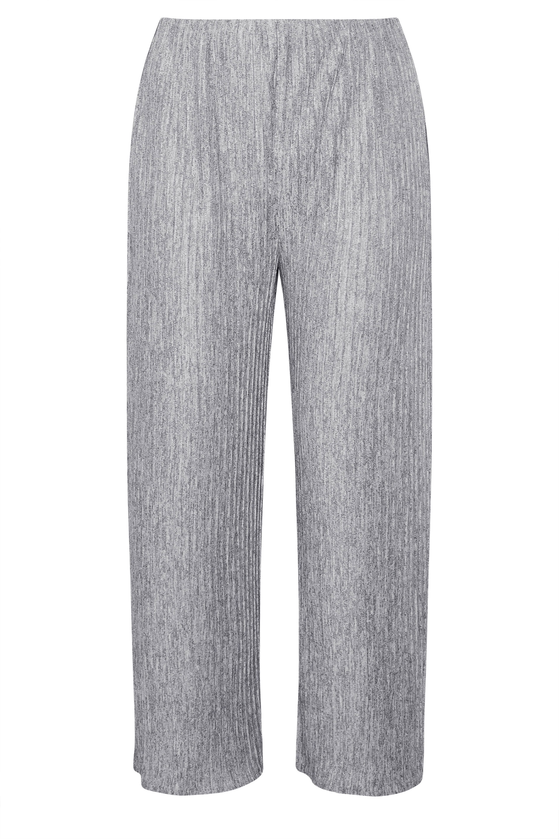 LIMITED COLLECTION Plus Size Grey Plisse Wide Leg Trousers | Yours Clothing 5