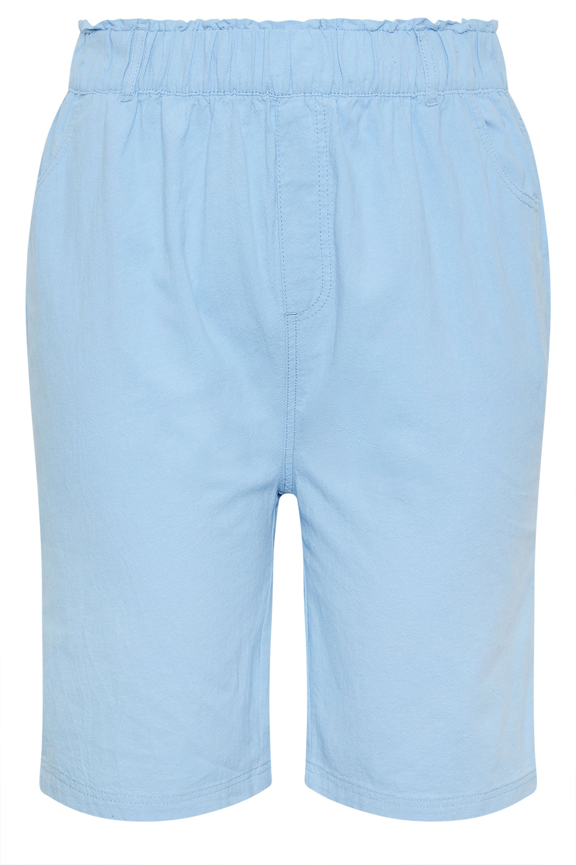 YOURS Plus Size Blue Textured Cotton Shorts | Yours Clothing 5