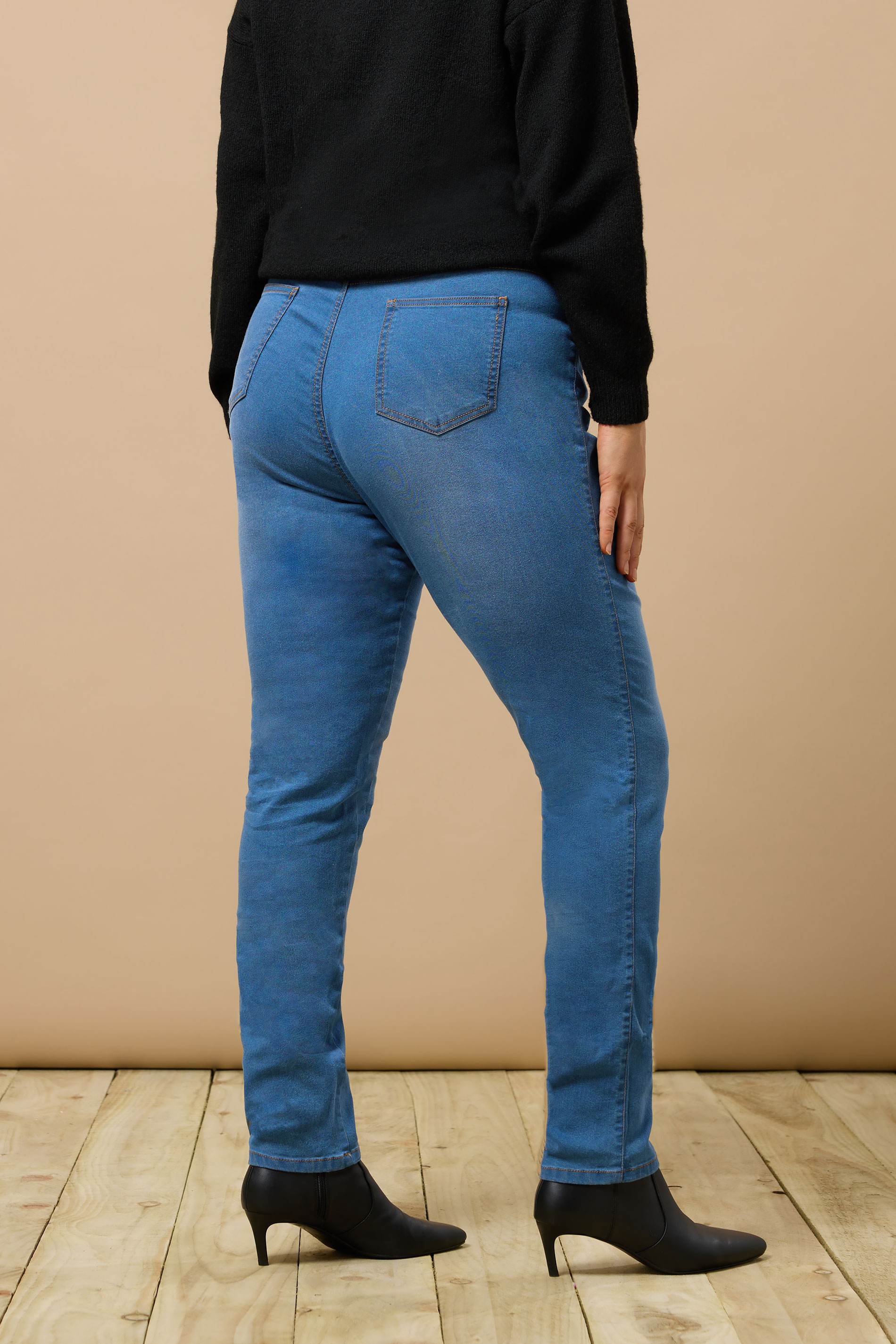 EVANS Plus Size Blue Midwash High Waisted Skinny Jeans 5