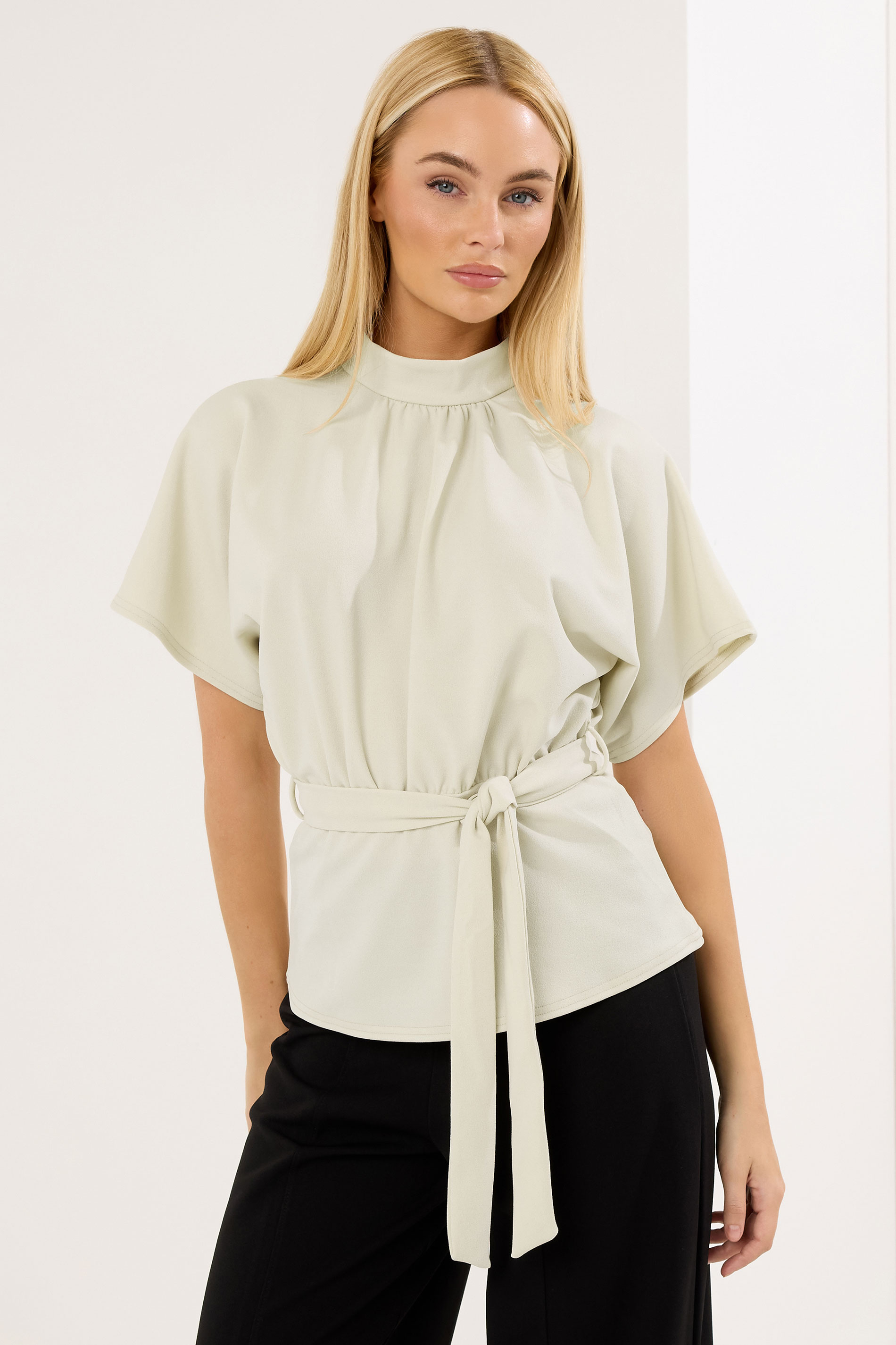 STAR Natural BrownHigh Neck Belted Top | StarByJM 3