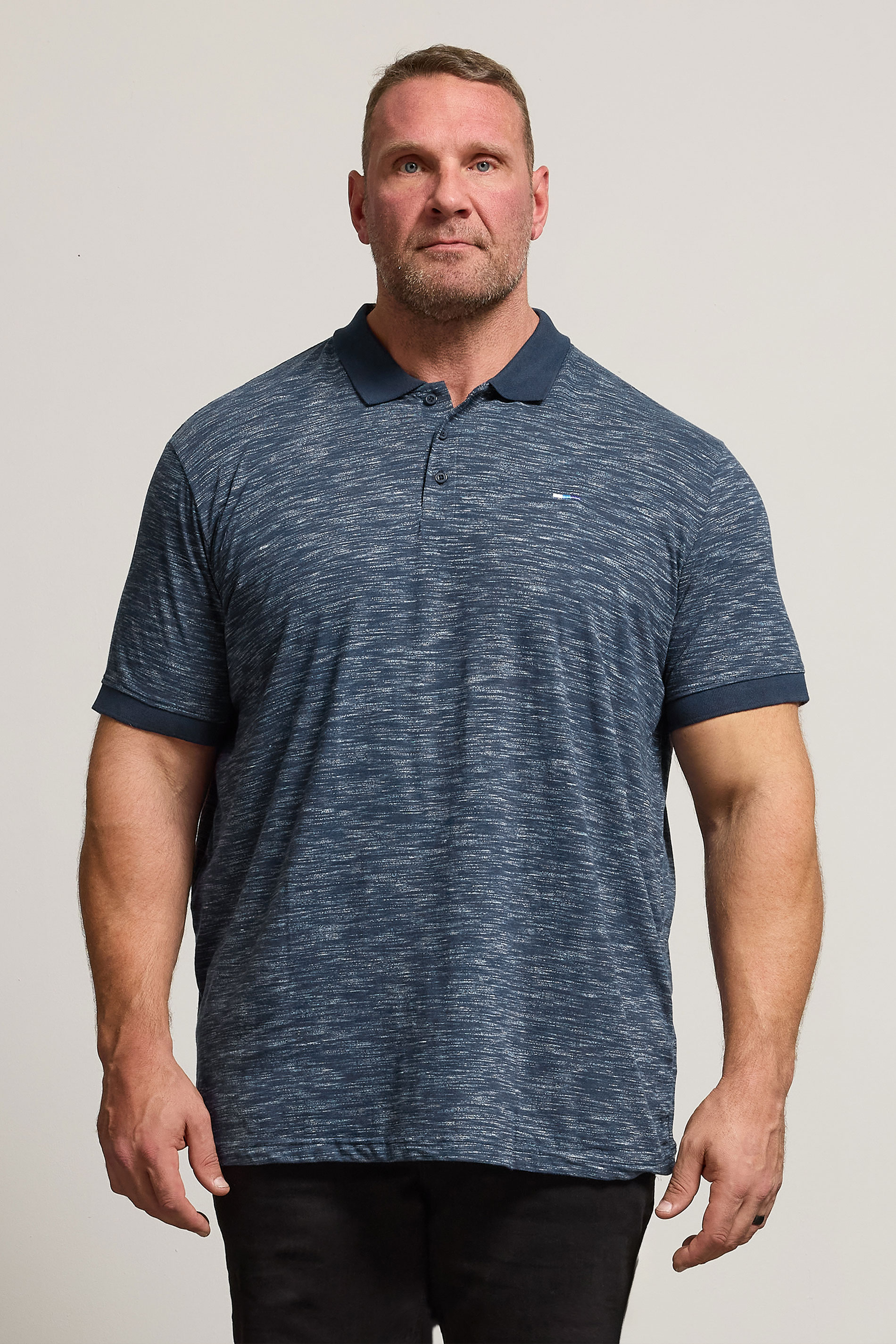 BadRhino Big & Tall Navy Blue Marl Polo Shirt | BadRhino 3