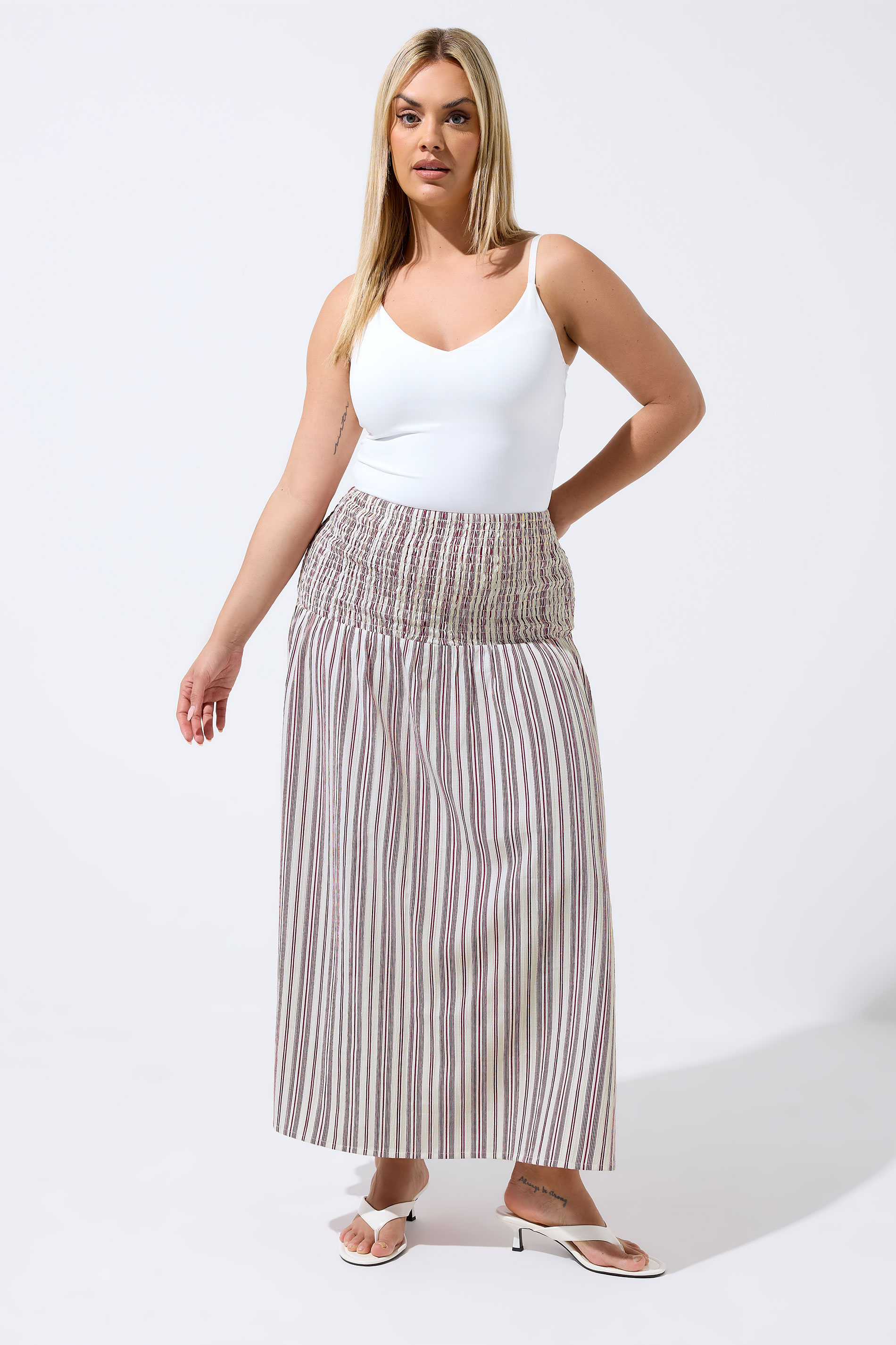 LIMITED COLLECTION Plus Size Red & White Stripe Maxi Skirt | Yours Clothing 3