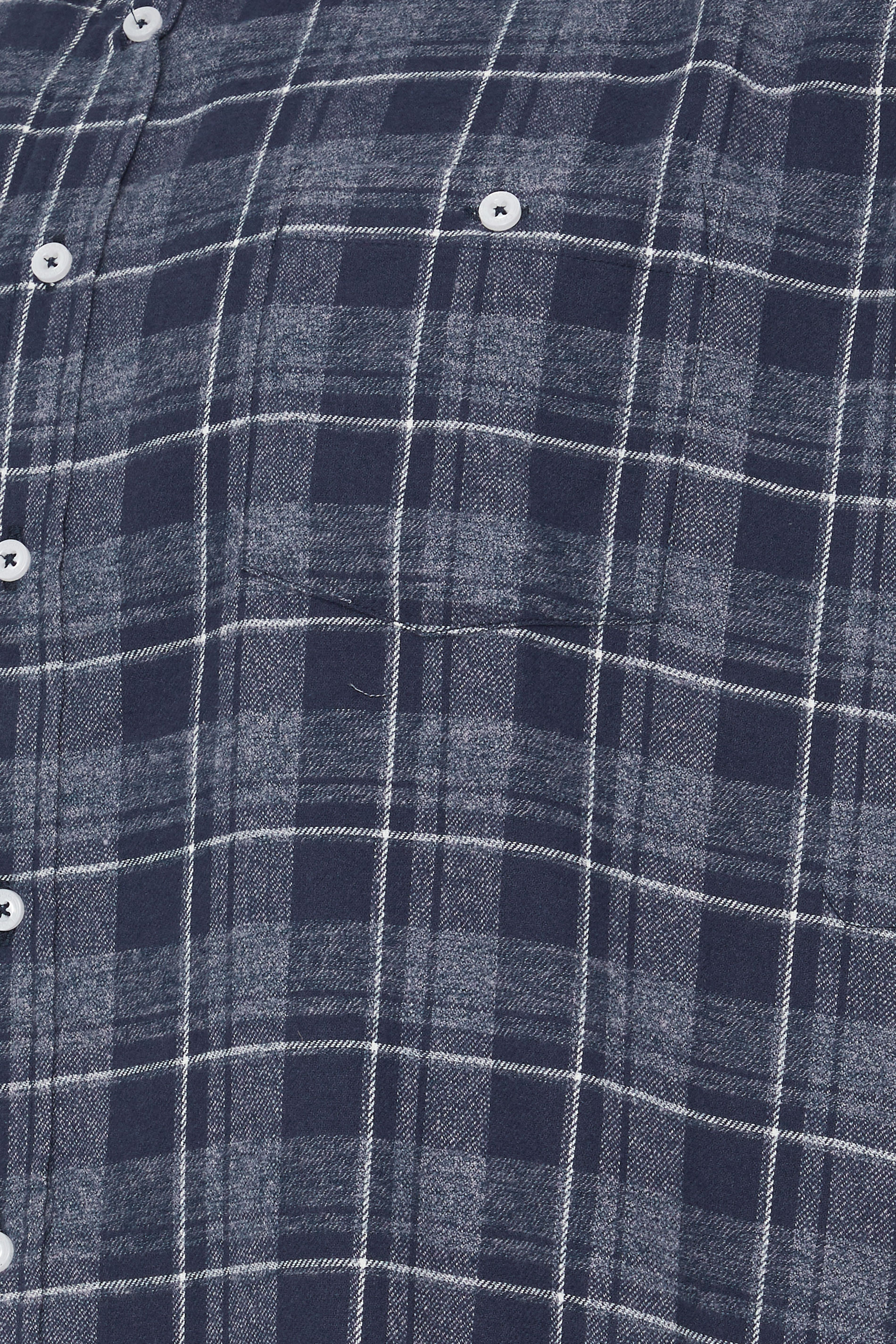 D555 Big & Tall Navy Blue Check Print Long Sleeve Shirt | BadRhino 1