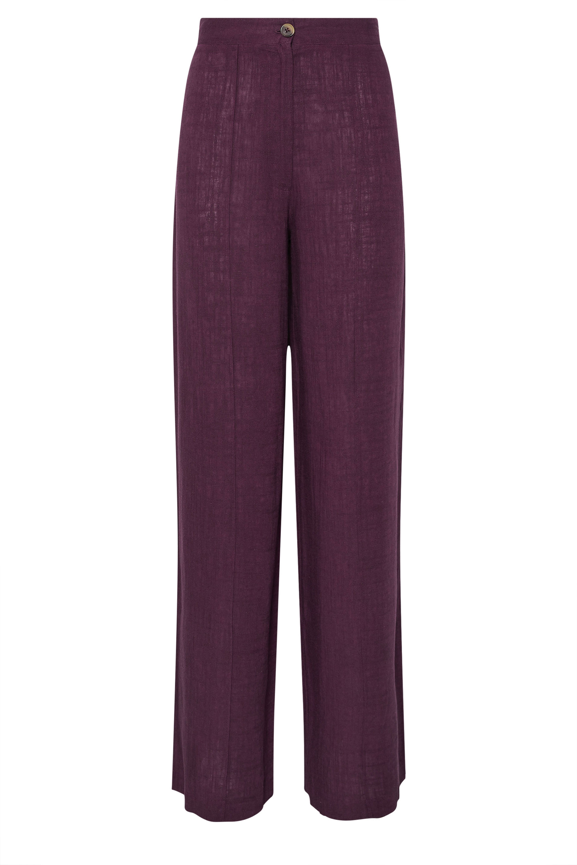LTS Tall Purple Linen Pleated Wide Leg Trousers | Long Tall Sally 6